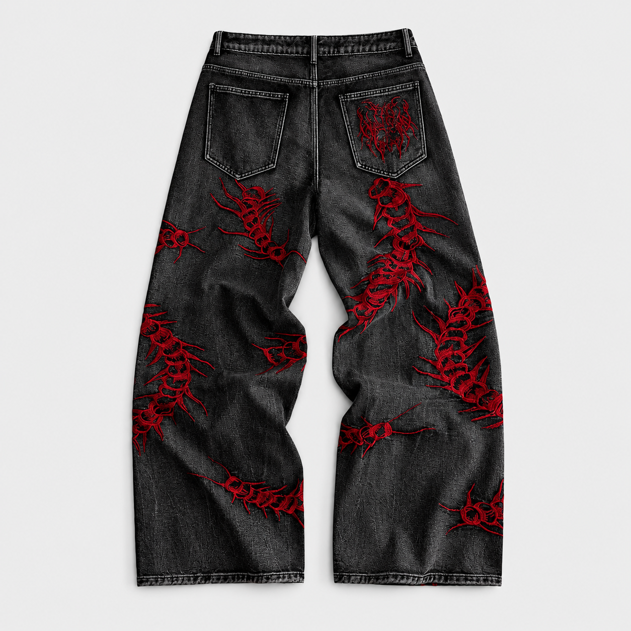 Gothic Embroidered Straight Silhouette Casual Pants For Men