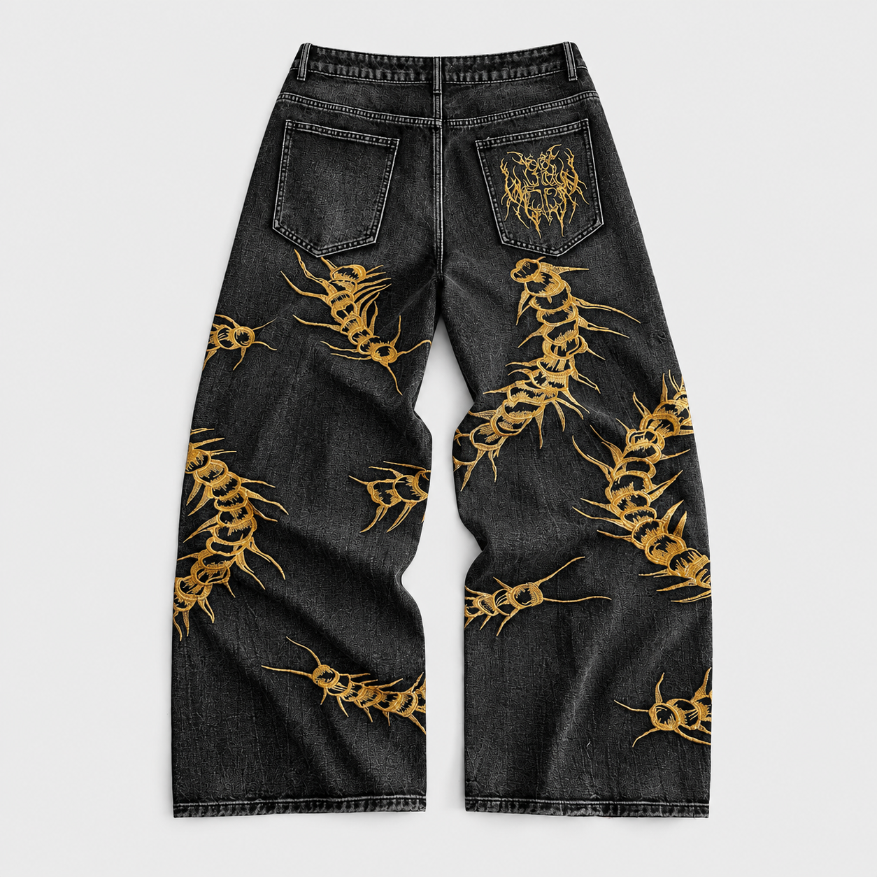 Gothic Embroidered Straight Silhouette Casual Pants For Men