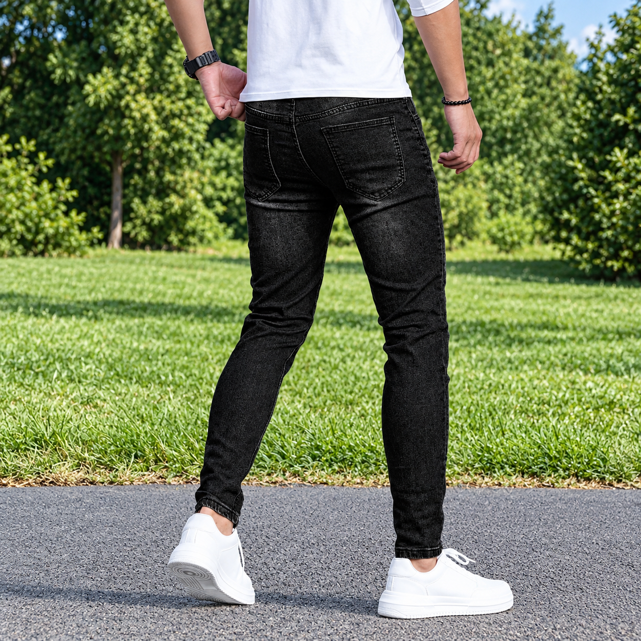 Distressed Stretch Slim Fit Y2K Streetwear Denim Jeans for Men