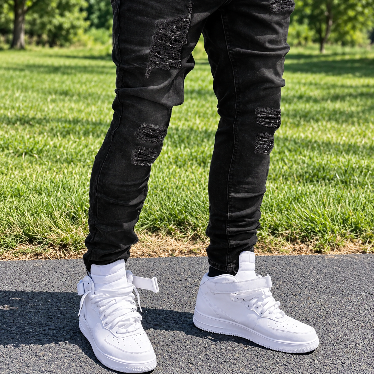 Distressed Stretch Slim Fit Y2K Streetwear Denim Jeans for Men