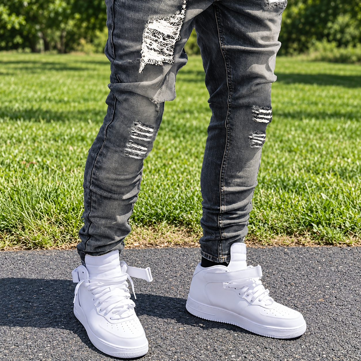 Distressed Stretch Slim Fit Y2K Streetwear Denim Jeans for Men