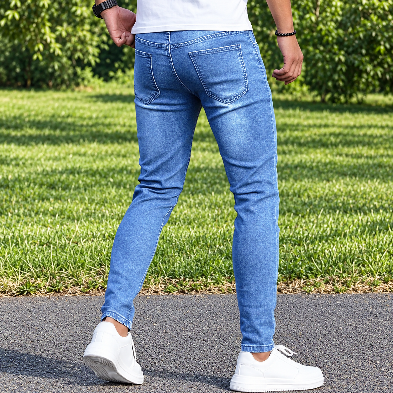 Distressed Stretch Slim Fit Y2K Streetwear Denim Jeans for Men