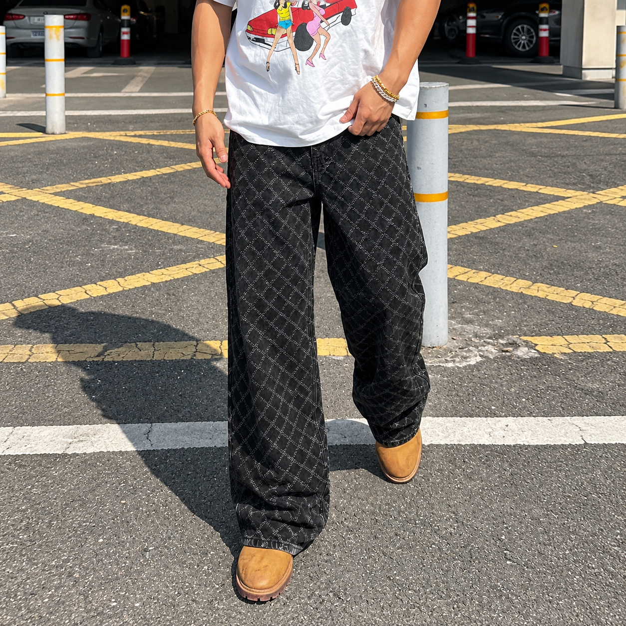 Camouflage Loose Baggy Jeans With Pockets For Men