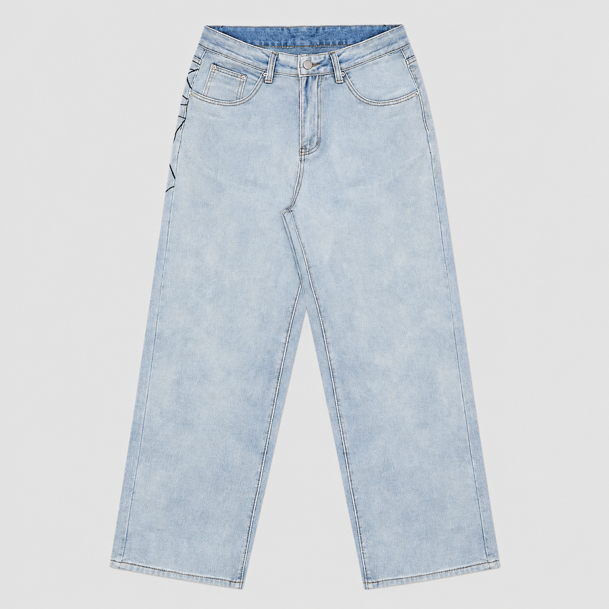 Casual Straight Loose Wide Length Jeans For Men