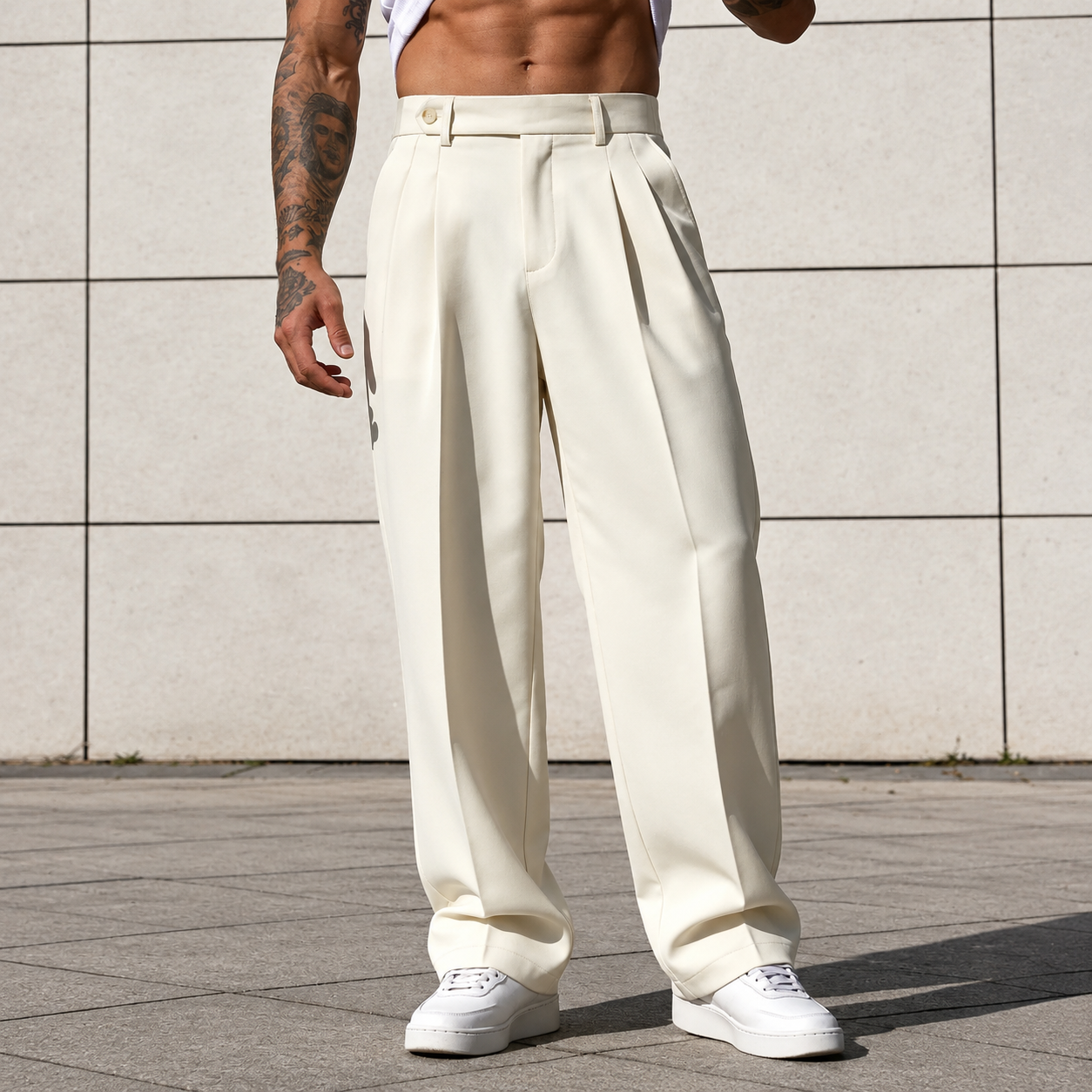 Loose Mid Rise Business Suit Pants For Men