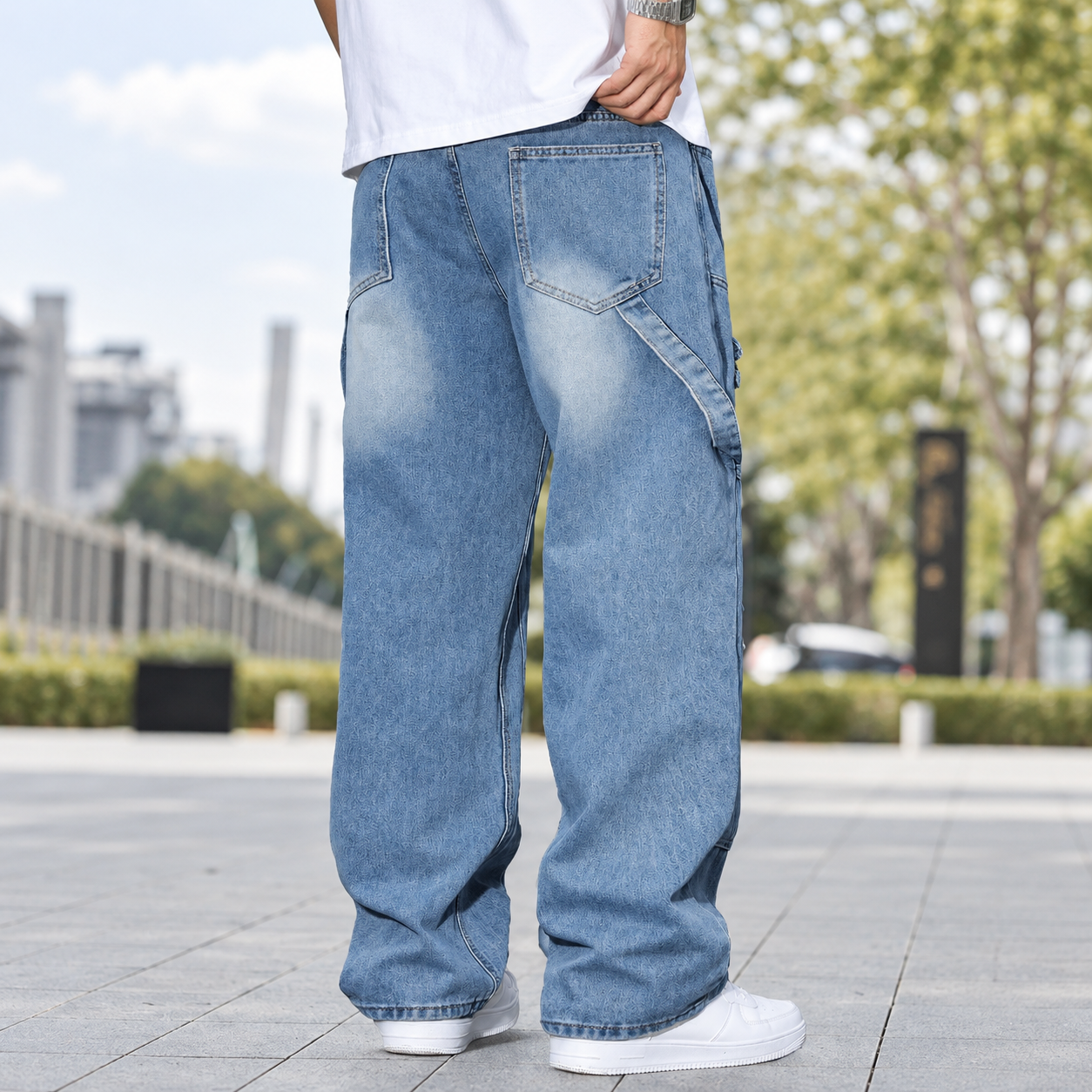 Loose Ripped Detail Wide Silhouette Jeans For Men