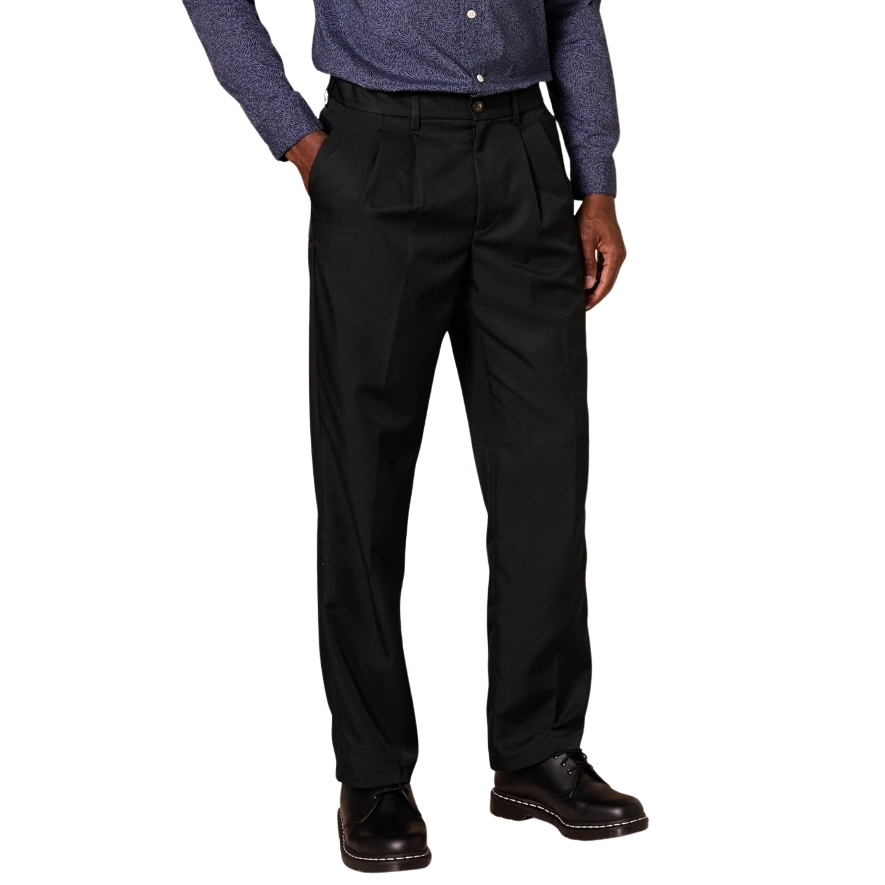 Classic Fit Expandable Waist Pleated Dress PantFormal Pleated Pants With Expandable Fit And Clean Tailored Look For Men - Image 4