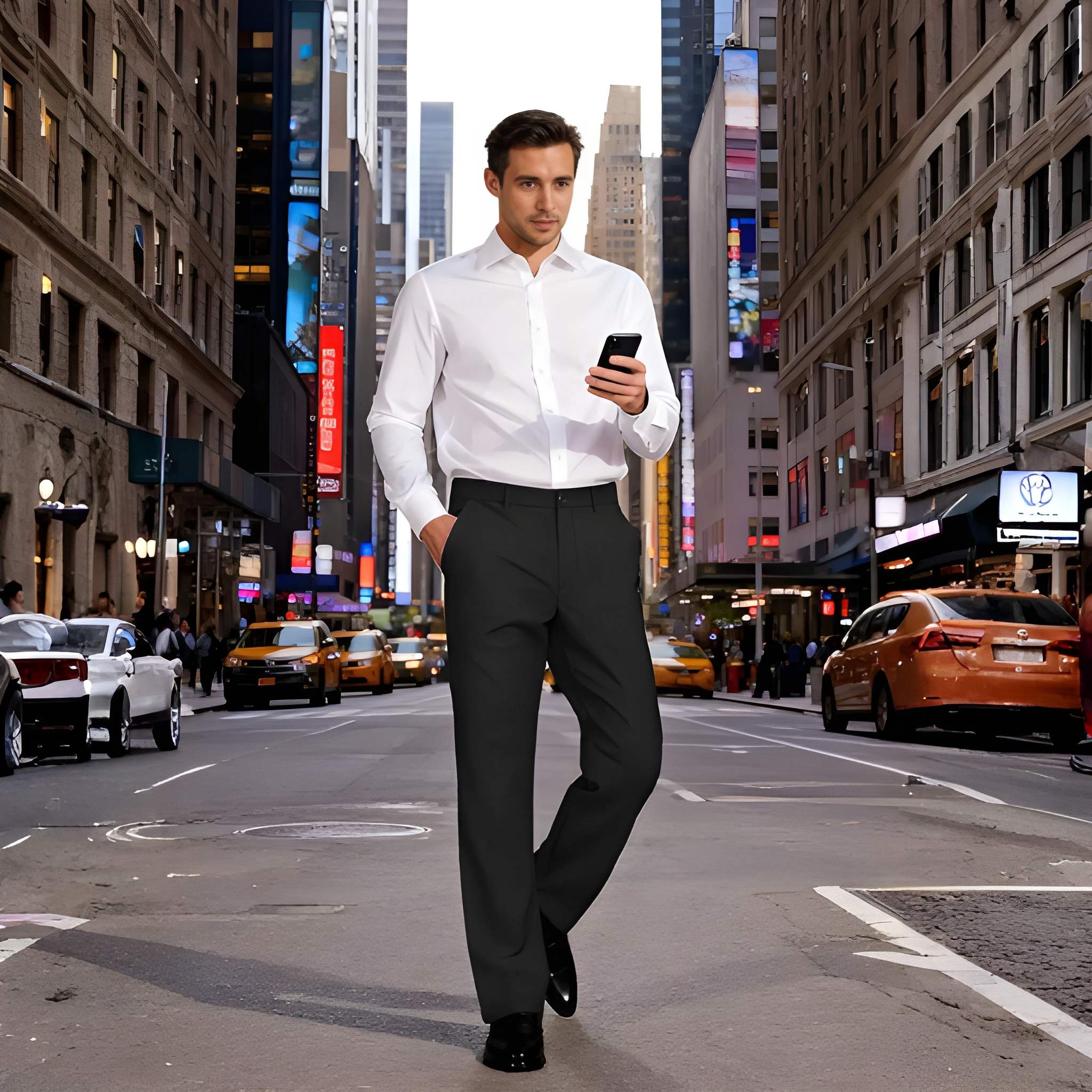 Classic Flat Front Formal Style Trousers For Men