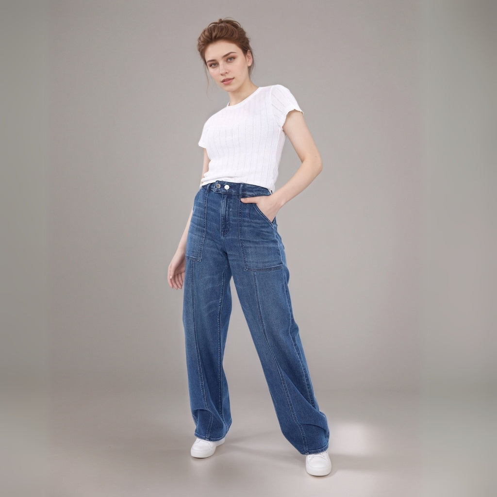 Dreamy Drape Super High-Waisted Baggy Wide-Leg Jean-My Comfy Pant