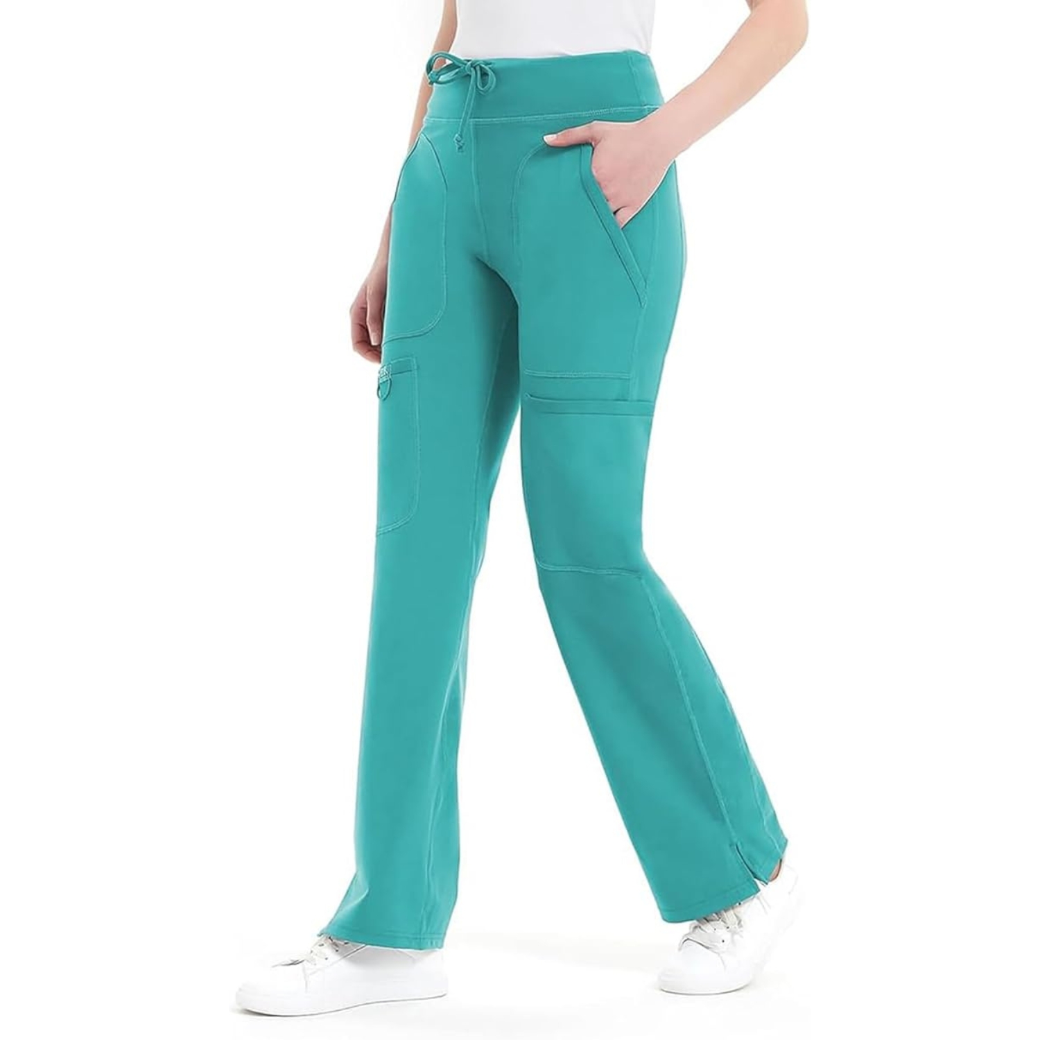 Comfortable Cargo Yoga Work Pants For WomenMid Rise Yoga Scrub Pants With Pocket For Women - Image 9