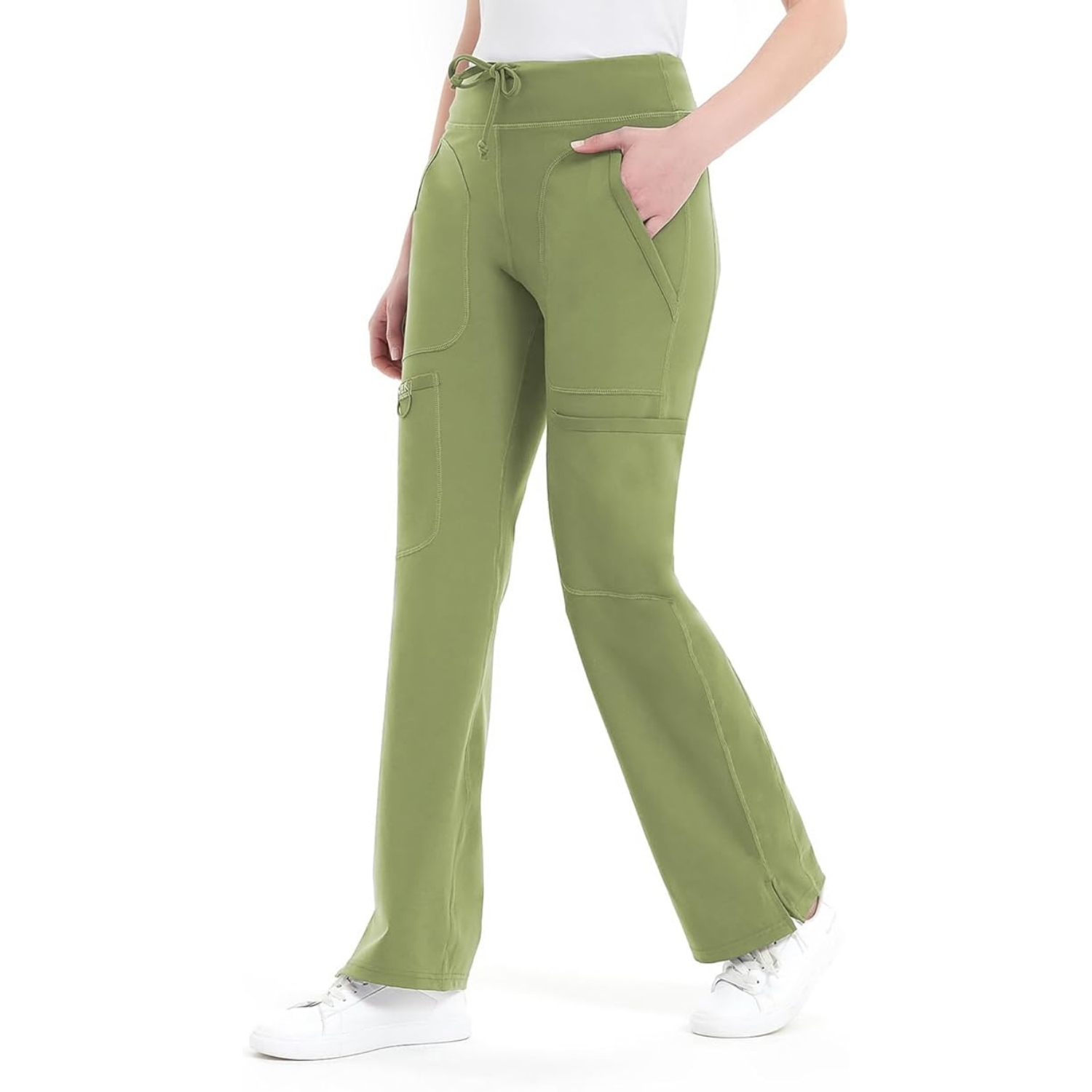 Comfortable Cargo Yoga Work Pants For WomenMid Rise Yoga Scrub Pants With Pocket For Women - Image 25