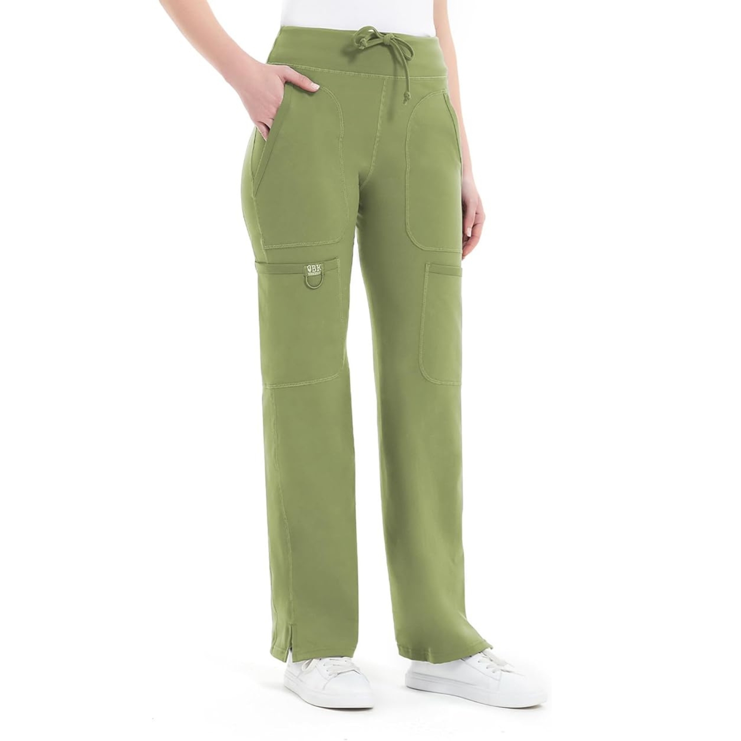 Comfortable Cargo Yoga Work Pants For WomenMid Rise Yoga Scrub Pants With Pocket For Women - Image 23