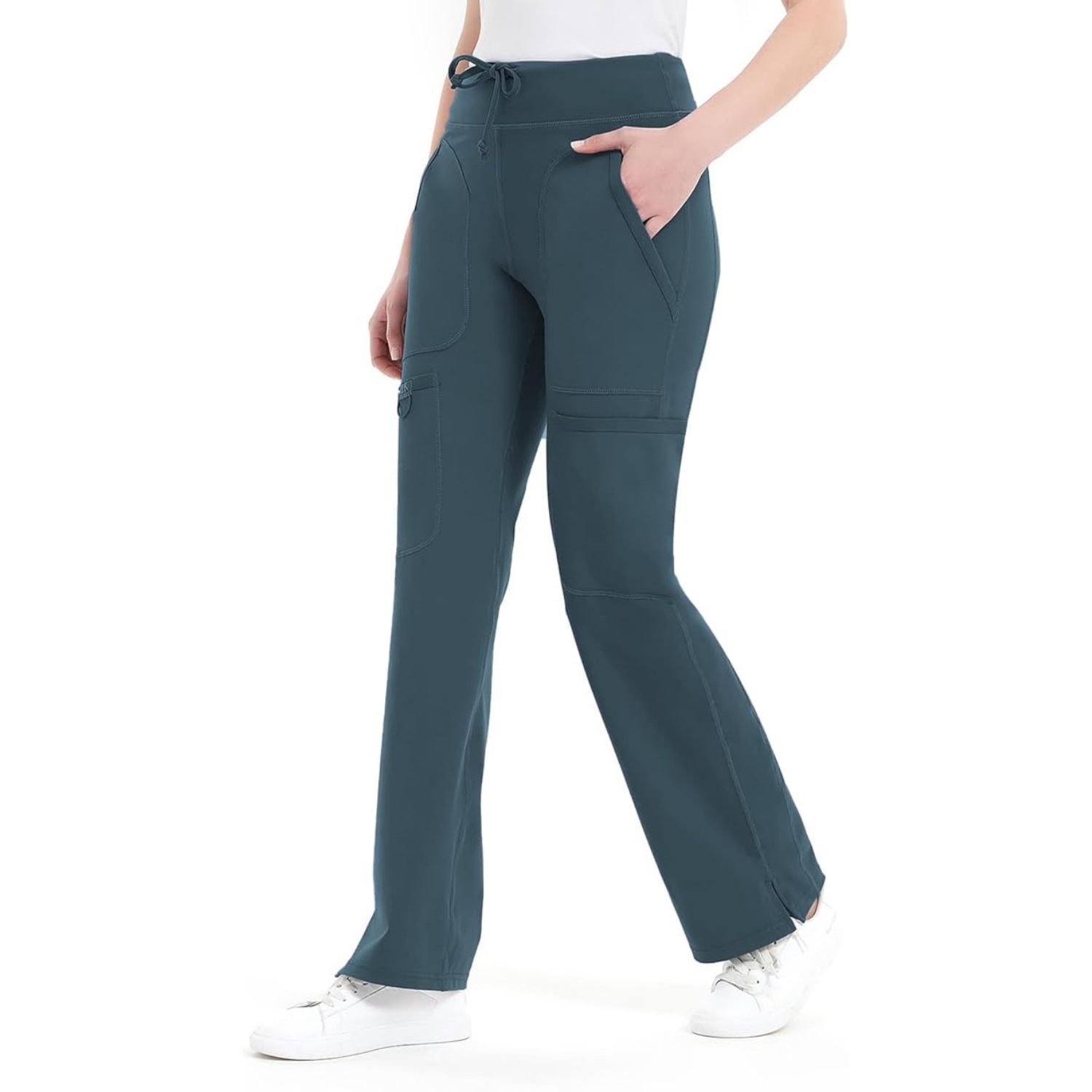 Comfortable Cargo Yoga Work Pants For WomenMid Rise Yoga Scrub Pants With Pocket For Women - Image 15