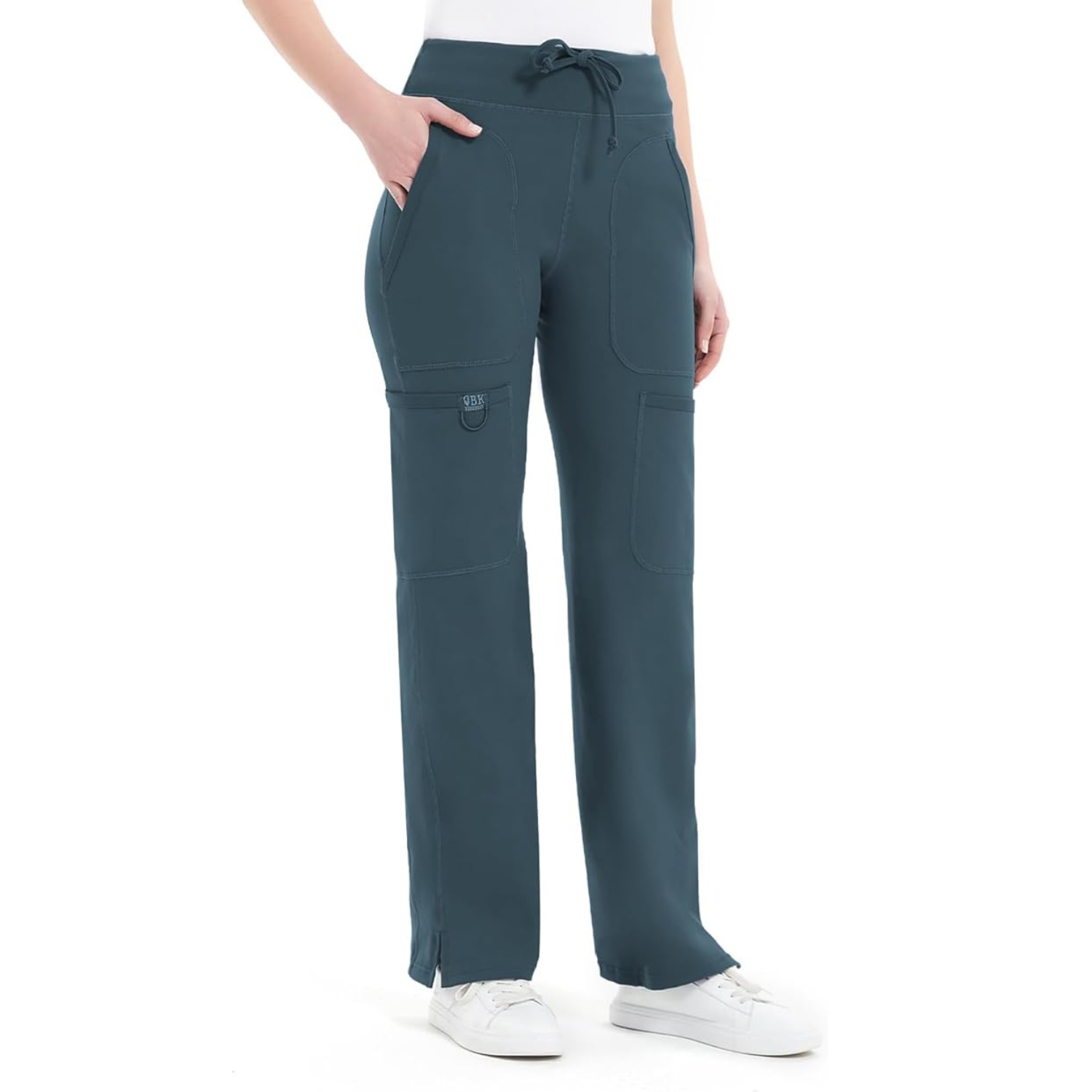 Mid Rise Yoga Scrub Pants With Pocket For Women