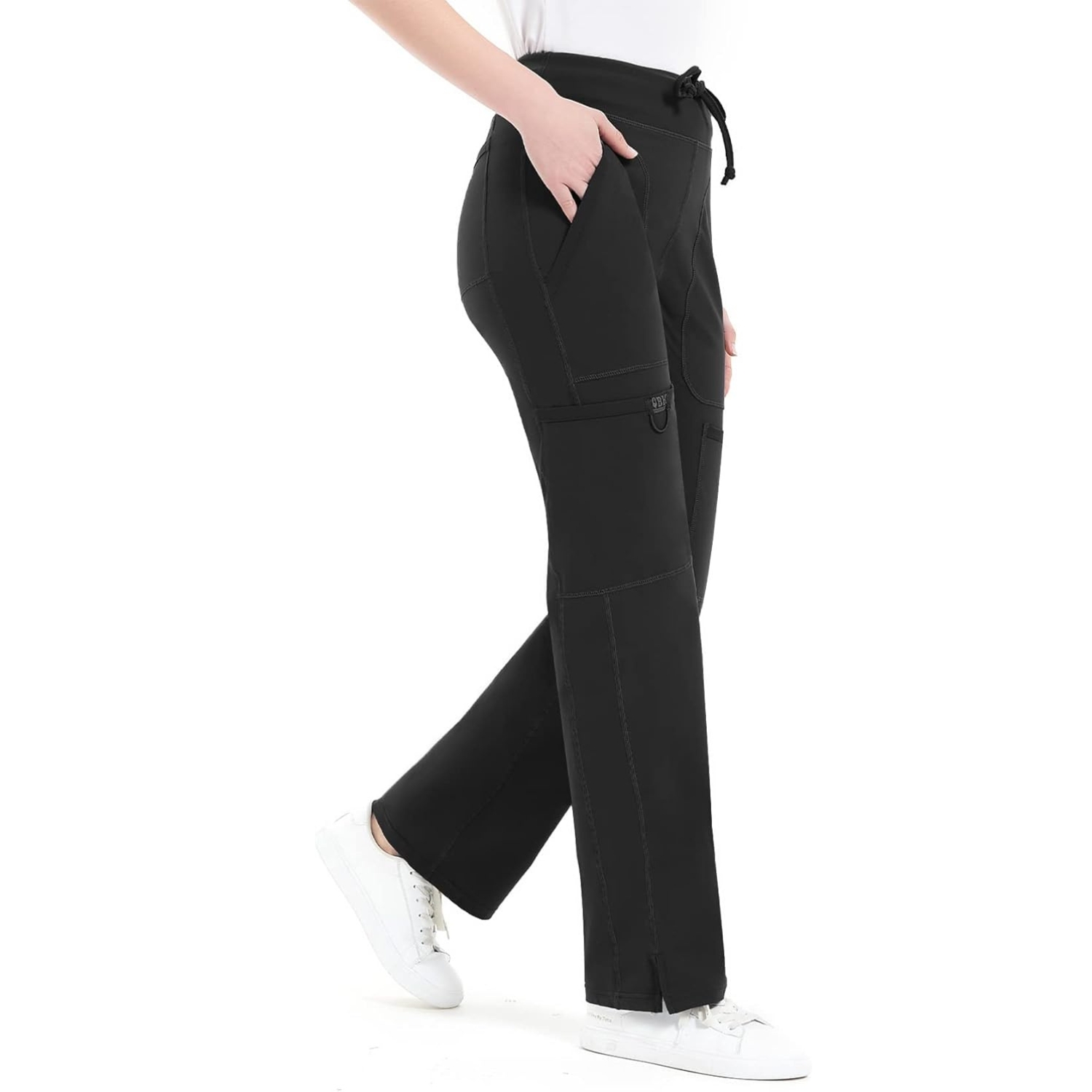 Comfortable Cargo Yoga Work Pants For WomenMid Rise Yoga Scrub Pants With Pocket For Women - Image 5