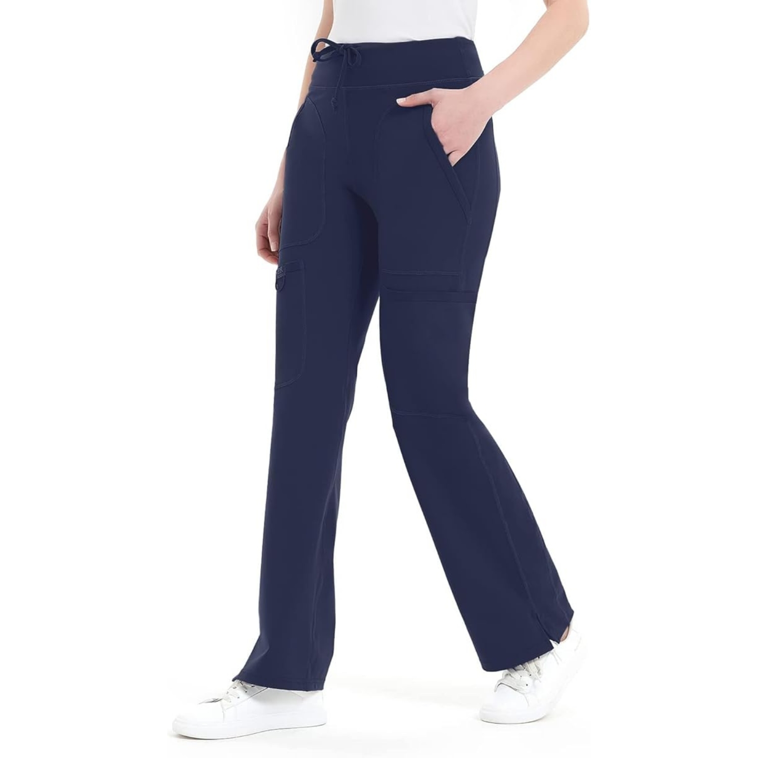 Comfortable Cargo Yoga Work Pants For WomenMid Rise Yoga Scrub Pants With Pocket For Women - Image 19