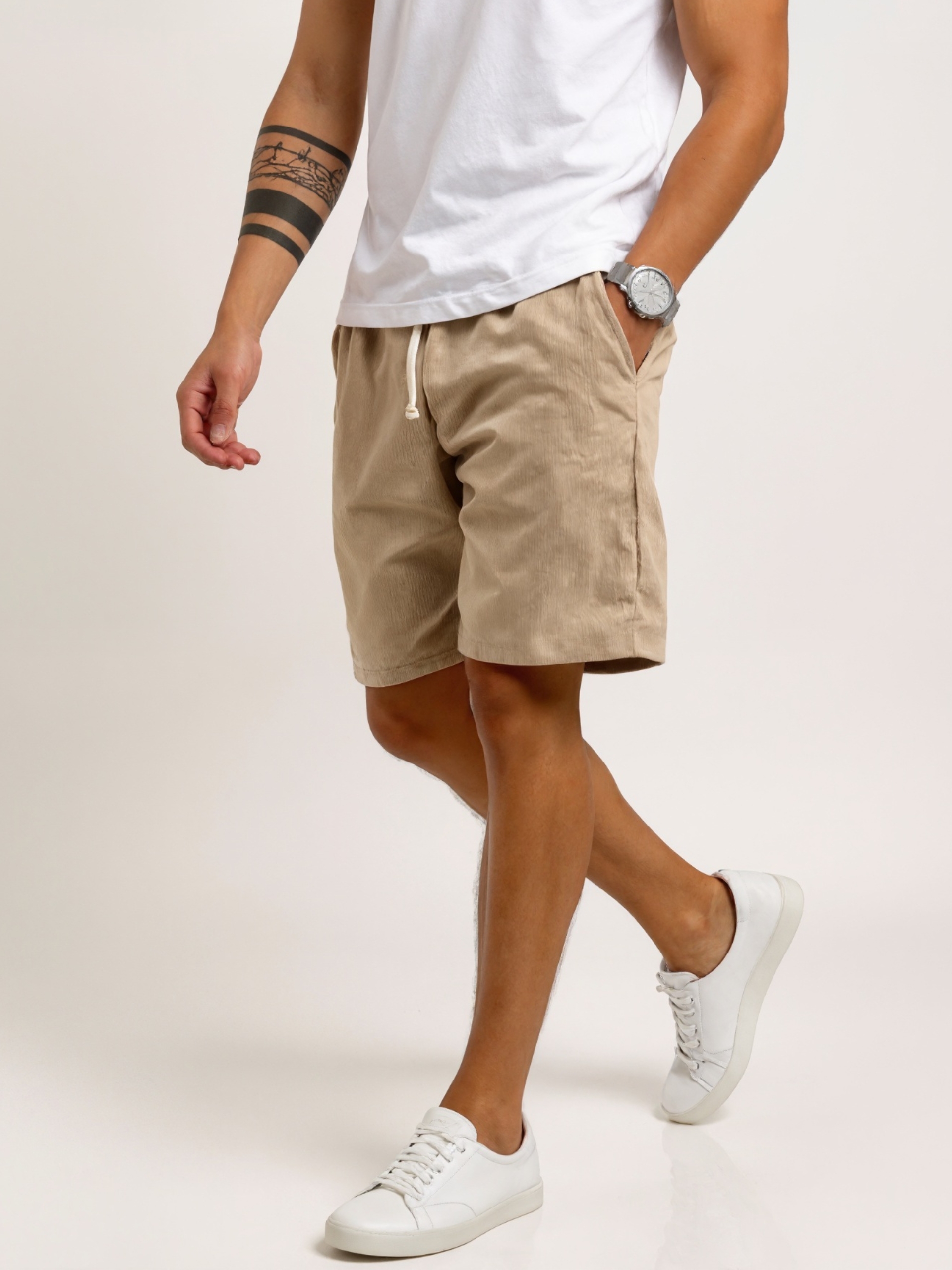 Corduroy Drawstring Lightweight Casual Shorts