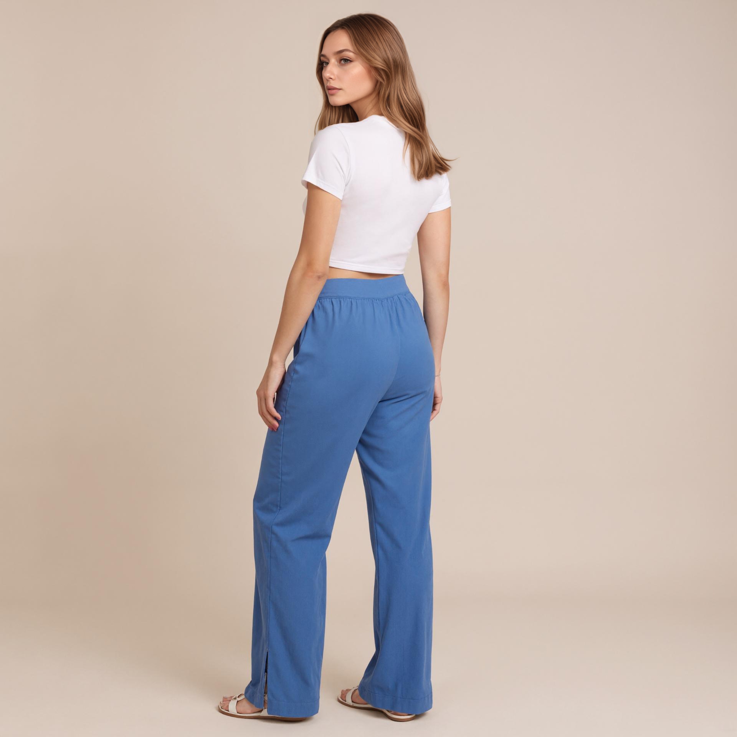 Crinkle Gauze High Waist Wide PantsCrinkle Gauze High Waist Wide Pants - Image 4