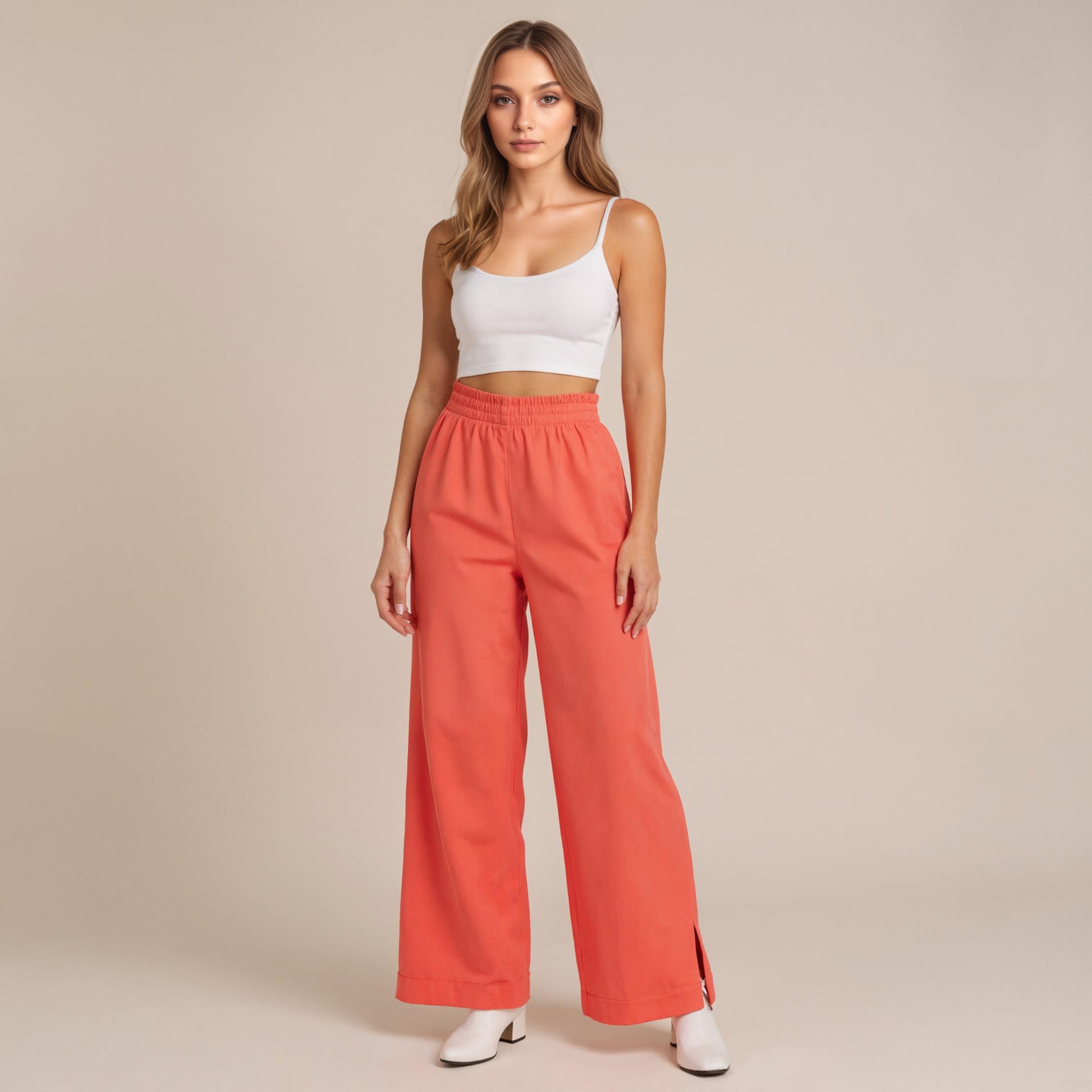 Crinkle Gauze High Waist Wide Pants