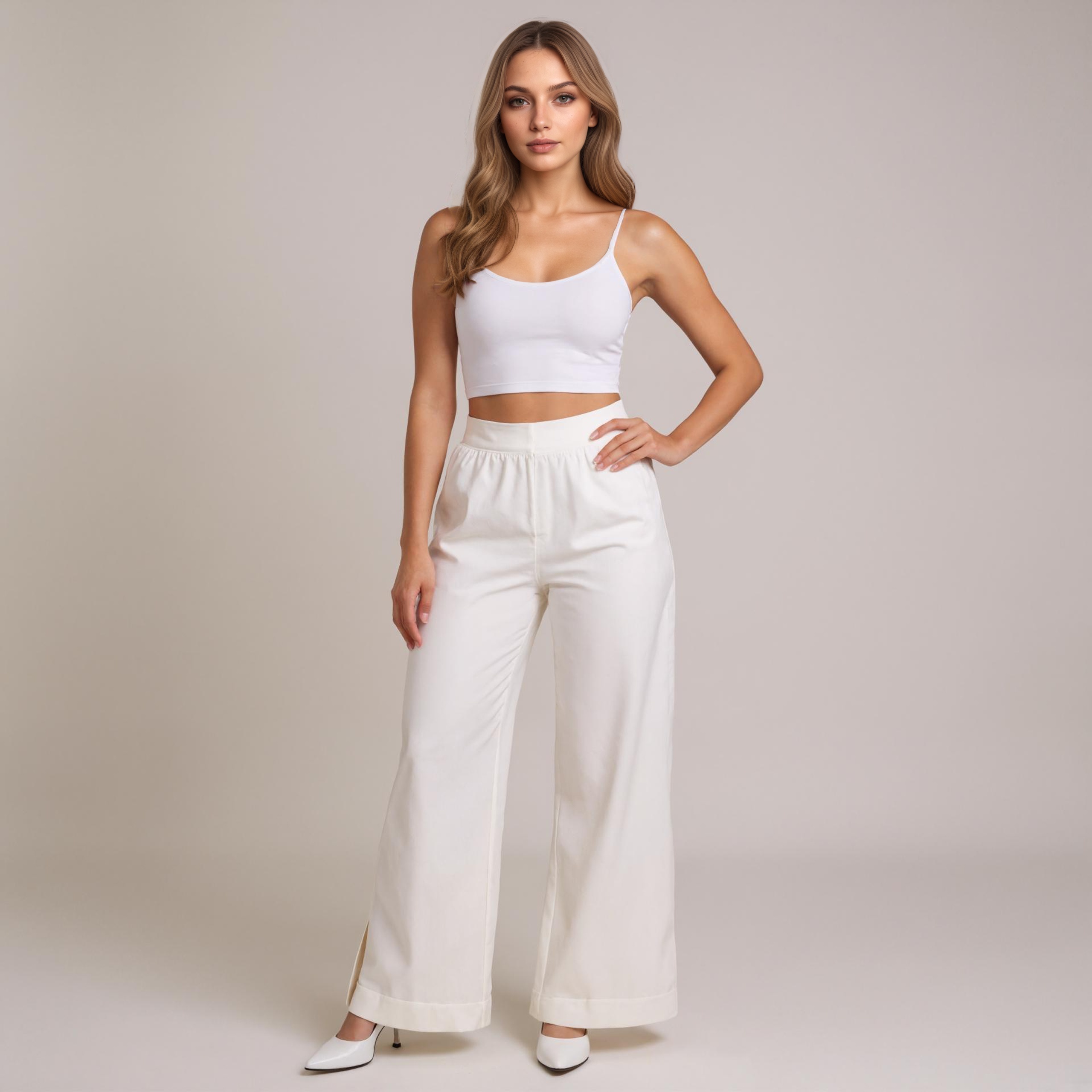 Crinkle Gauze High Waist Wide Pants