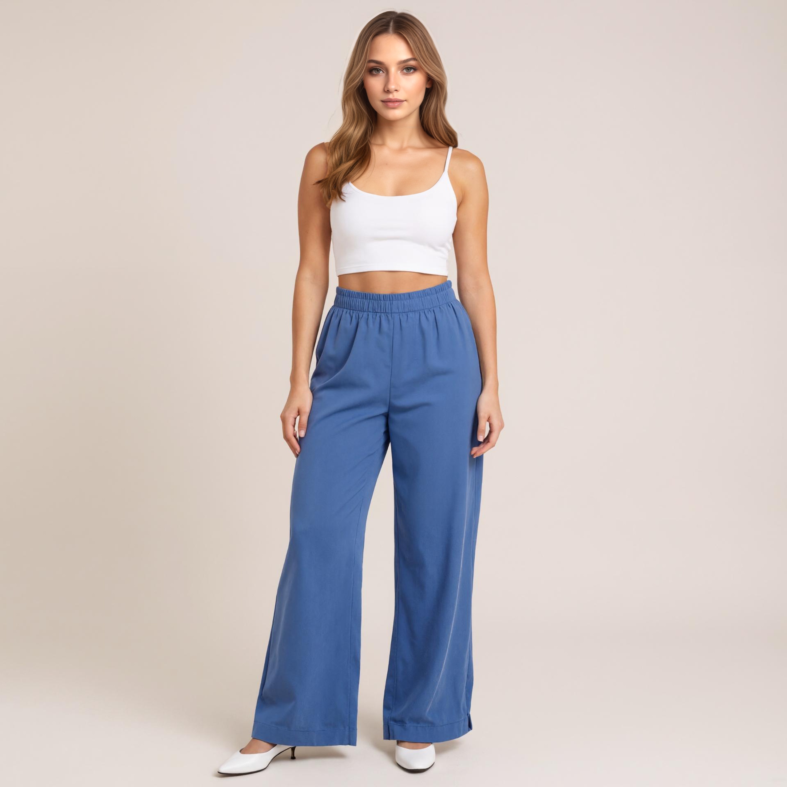 Crinkle Gauze High Waist Wide Pants