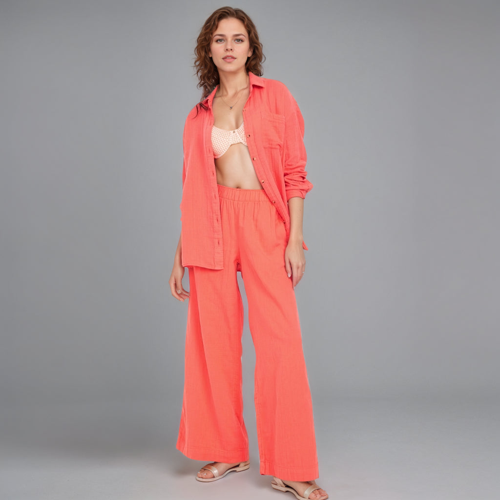 High Rise Crinkle Gauze Wide Pants-My Comfy PantHigh Rise Crinkle Gauze Wide Pants - Image 5