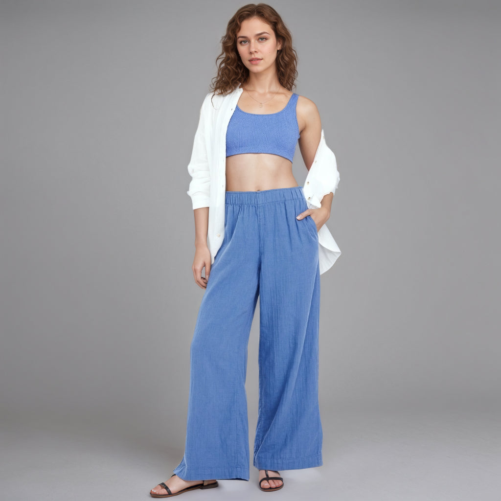 High Rise Crinkle Gauze Wide Pants-My Comfy Pant