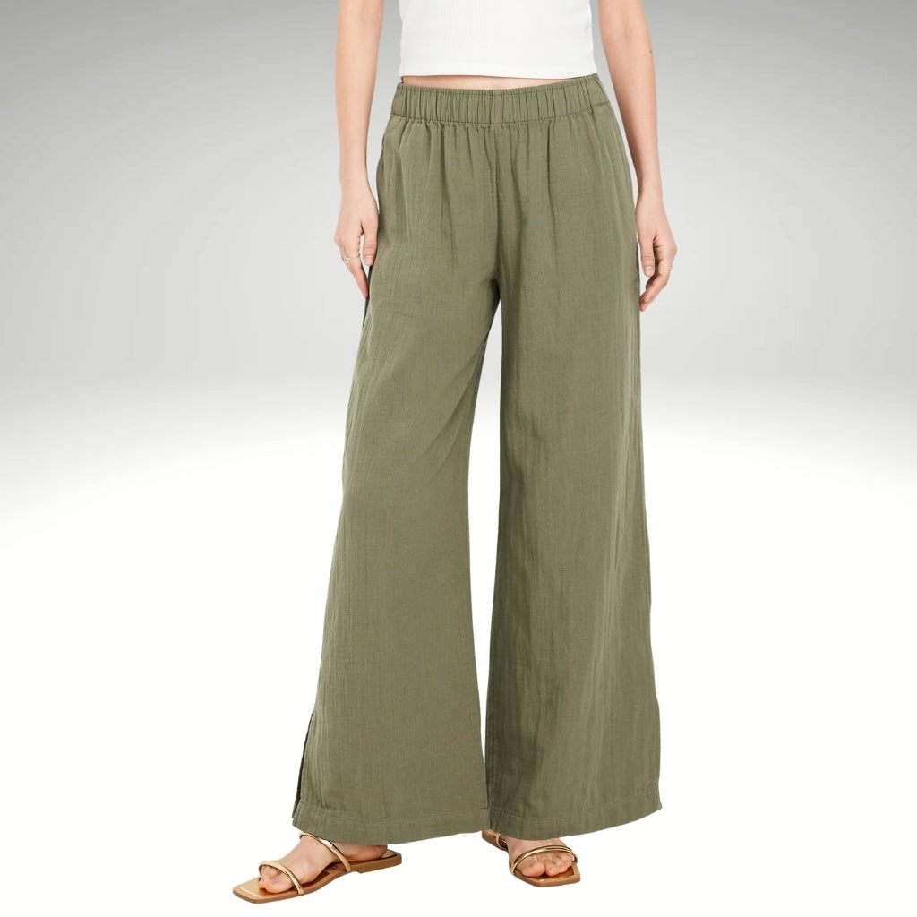 High Rise Crinkle Gauze Wide Pants-My Comfy Pant