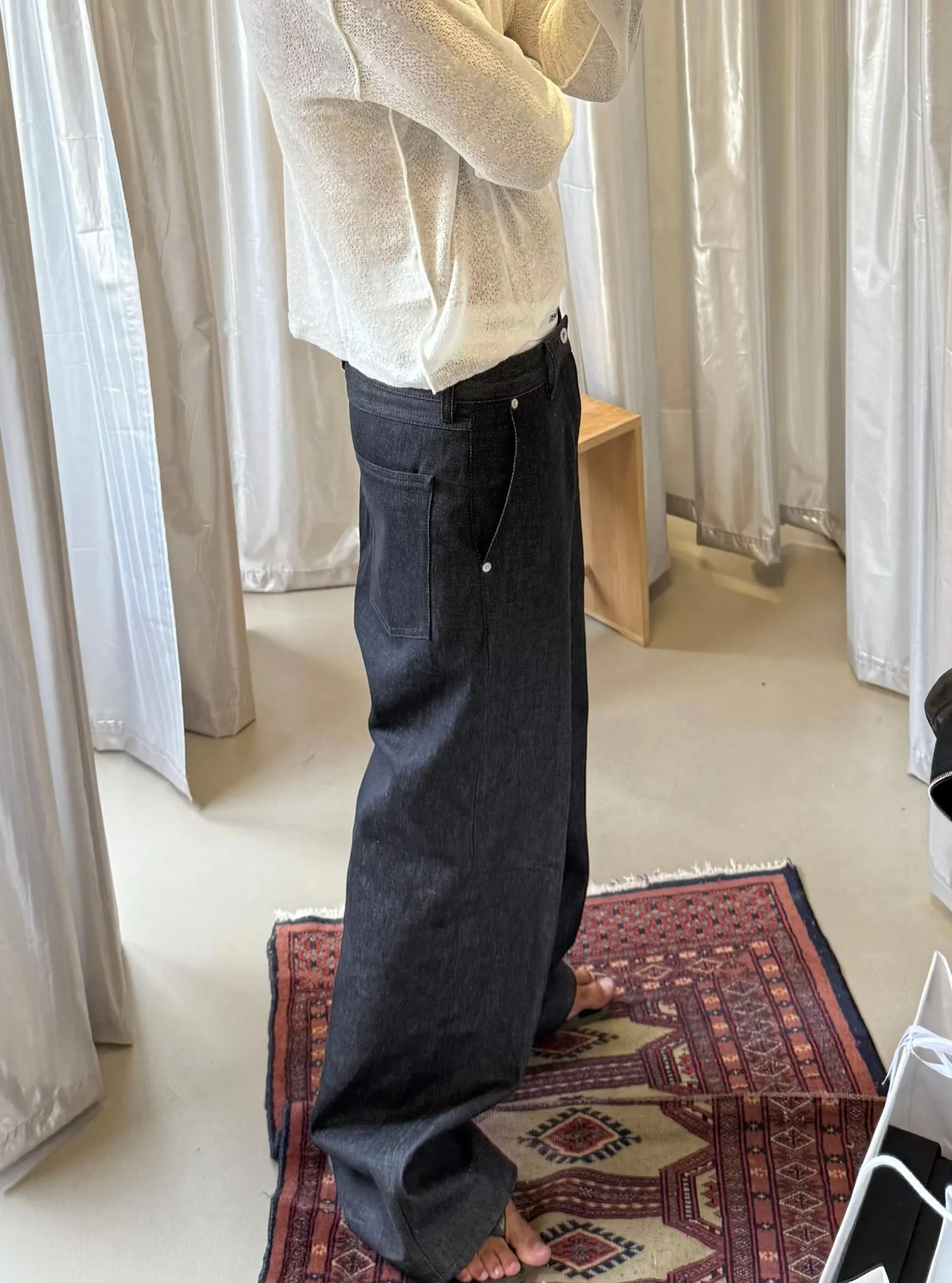 130Z Wide Leg Raw Denim