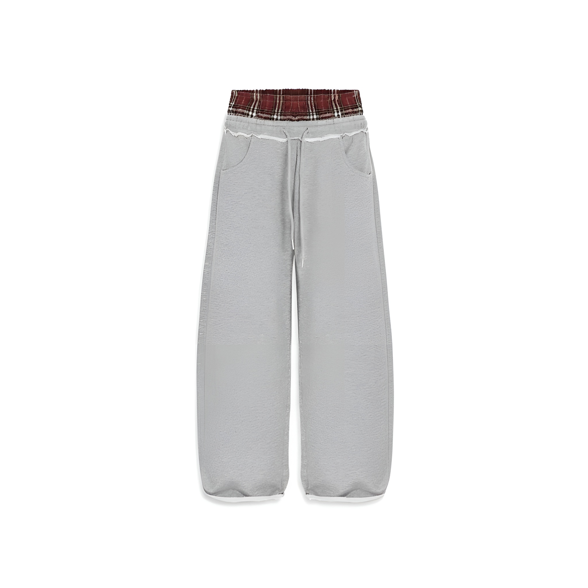 Double Layer Plaid Sweatpants With Patchwork For Women