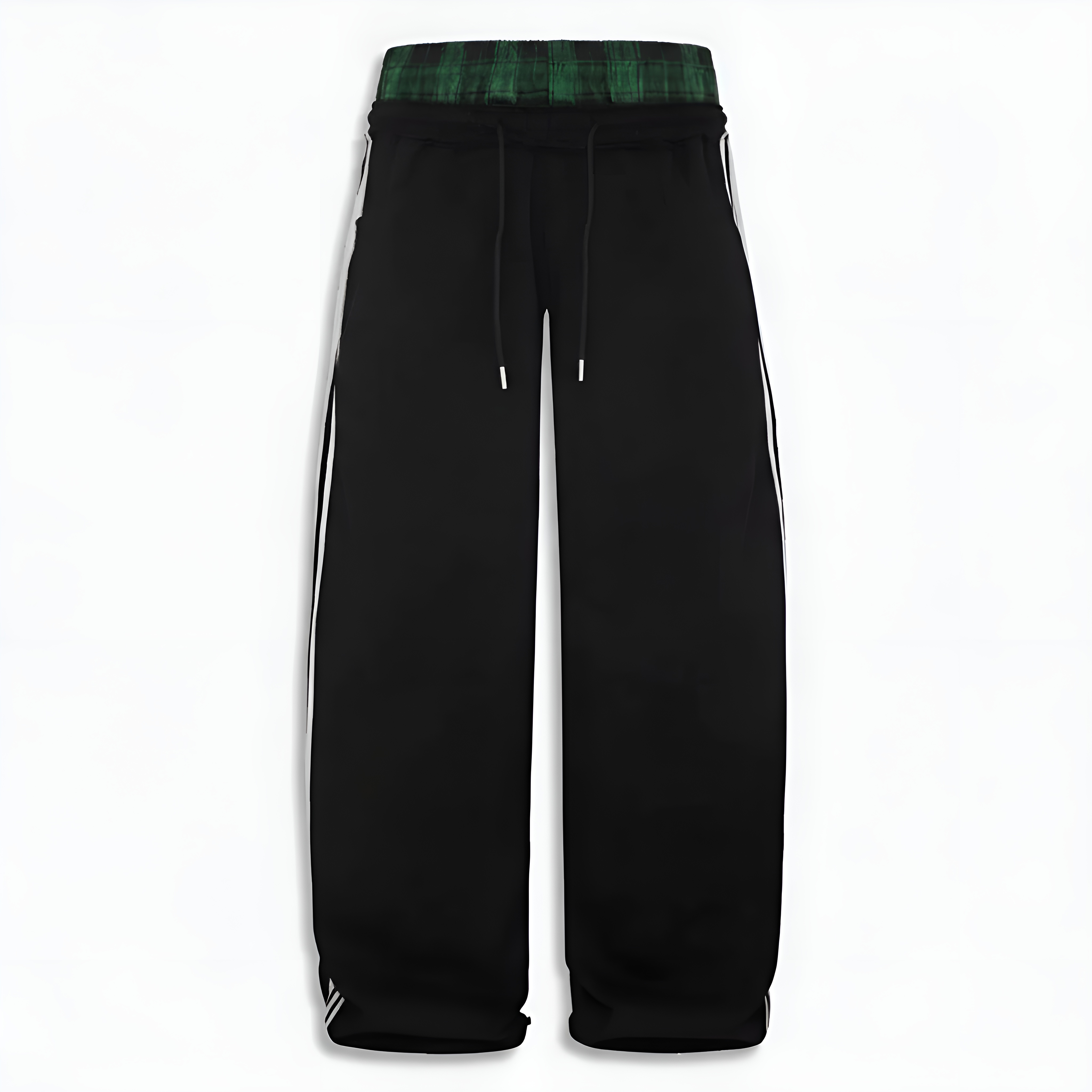 Double Layer Plaid Sweatpants With Patchwork For Women