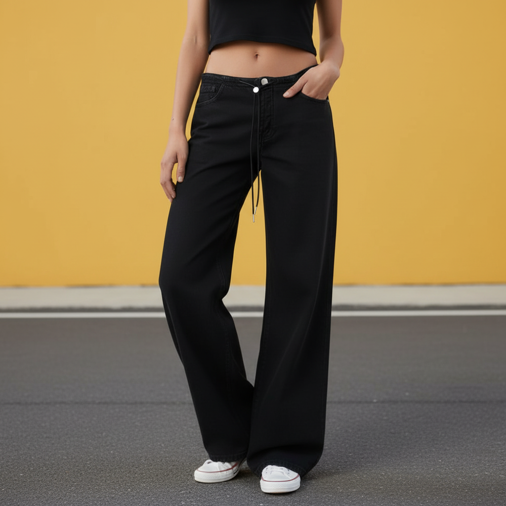 Effortless Vintage Style Low Rise Wide Jeans