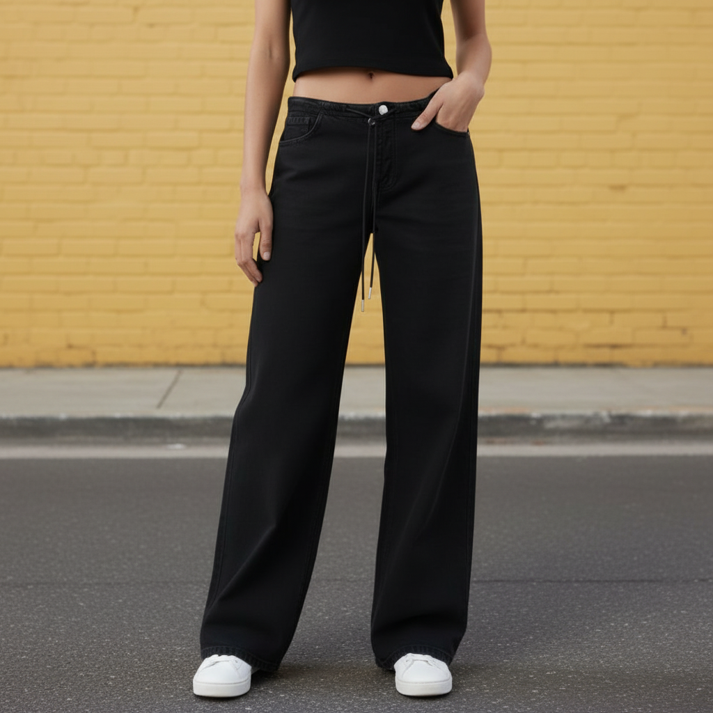 Effortless Vintage Style Low Rise Wide Jeans