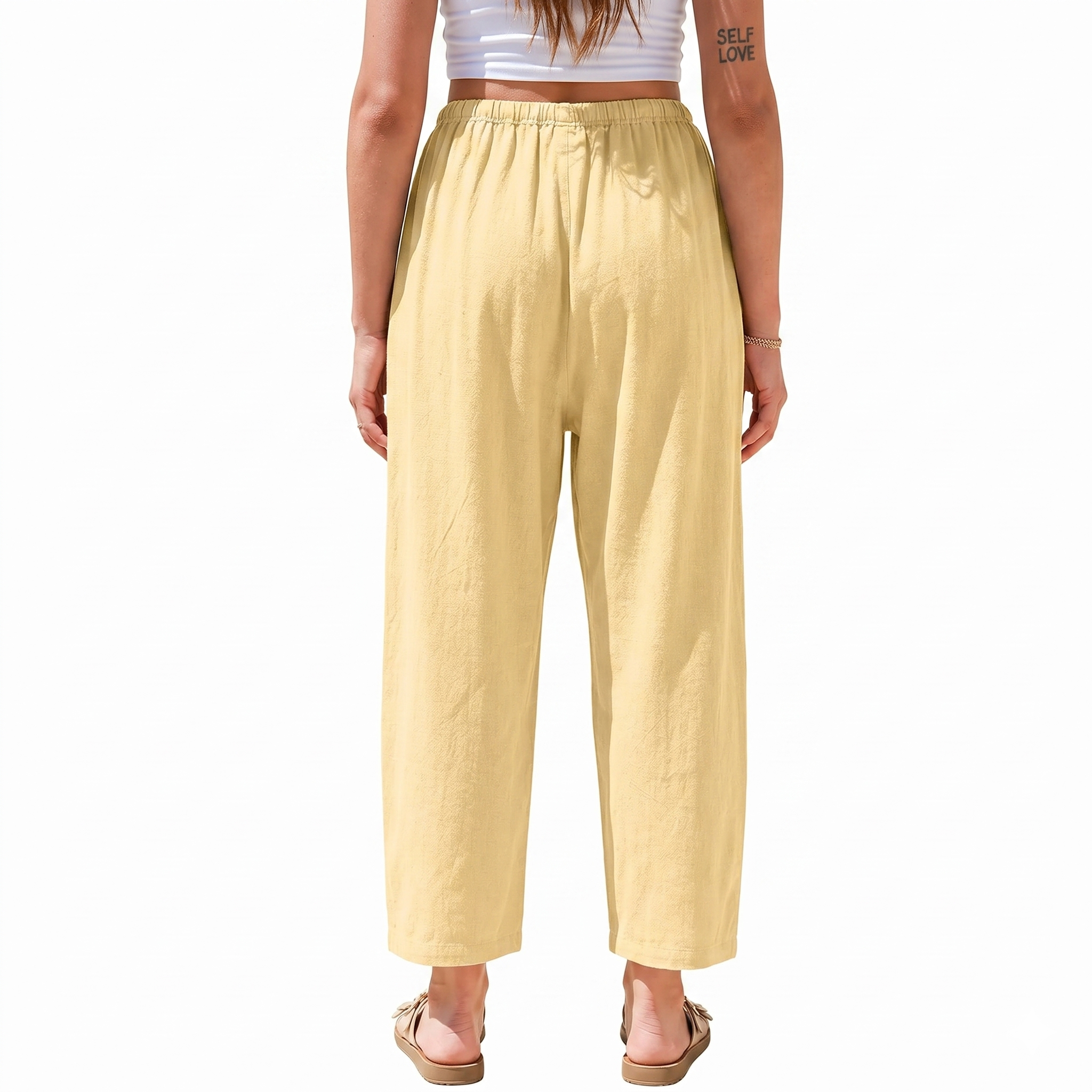 Loose Fit Wide Drawstring Palazzo Harem Pants With Pockets Women