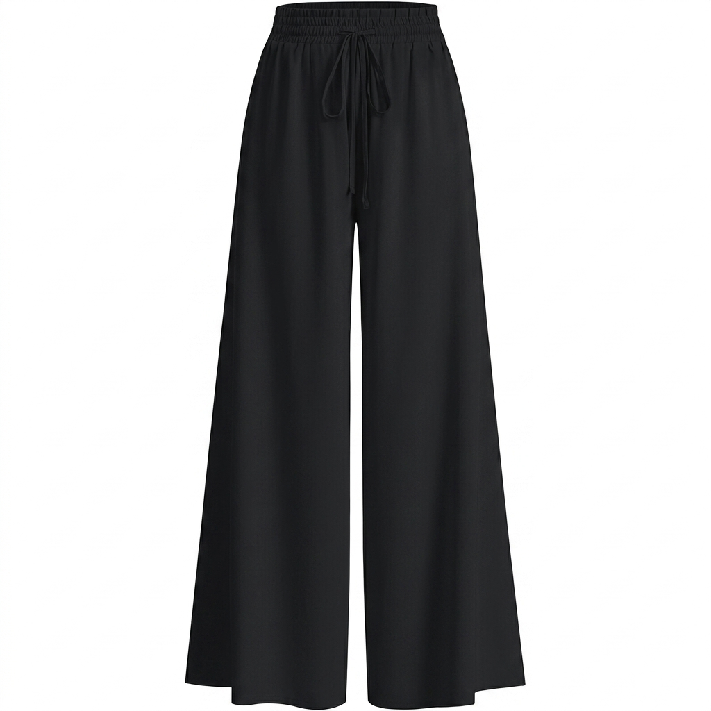 Casual Wide Fit High Rise Flowy Palazzo Pants With Pockets For Women