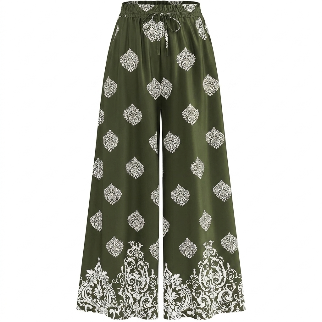 Casual Wide Fit High Rise Flowy Palazzo Pants With Pockets For Women