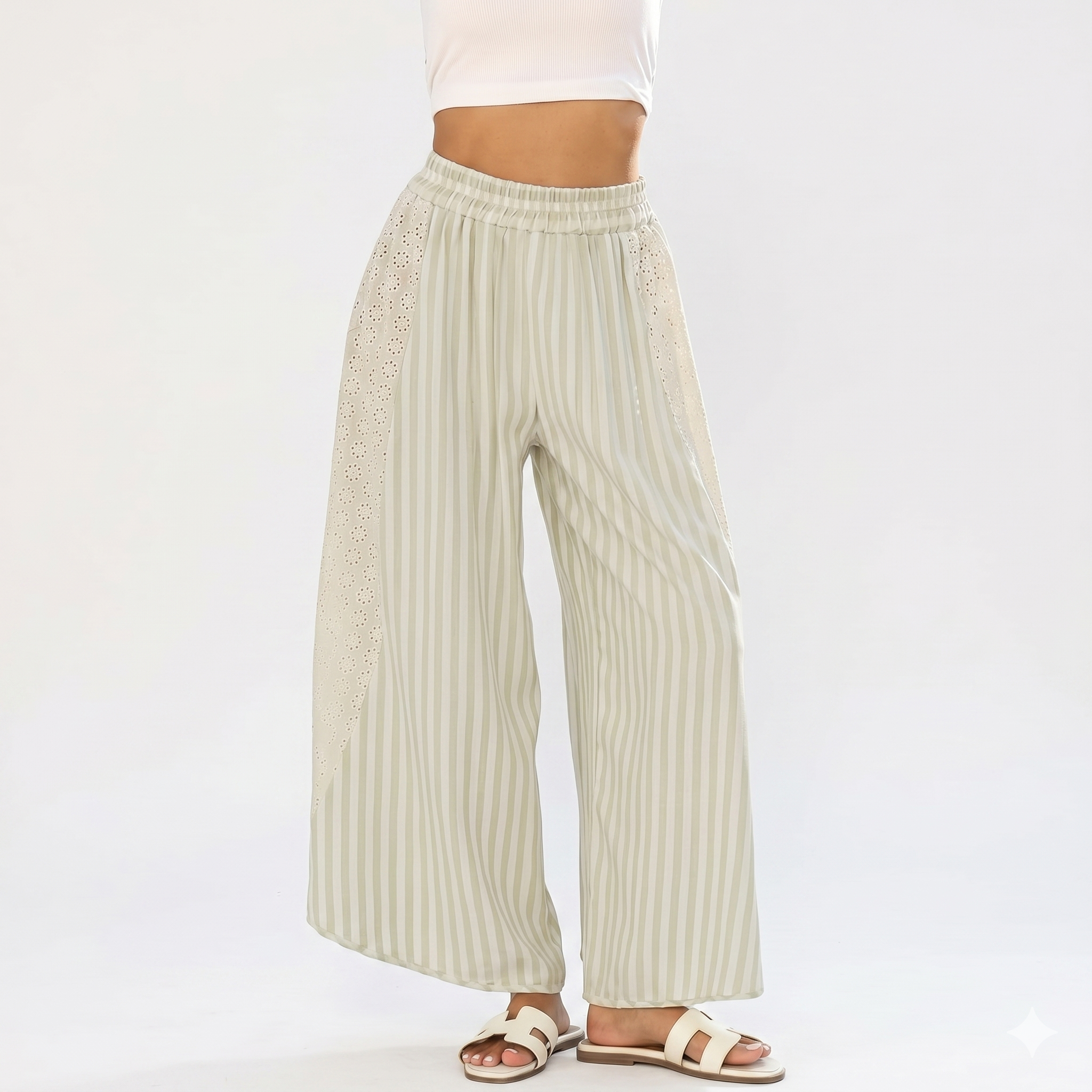 Casual Loose Striped Wide Lounge Palazzo Pants For Women