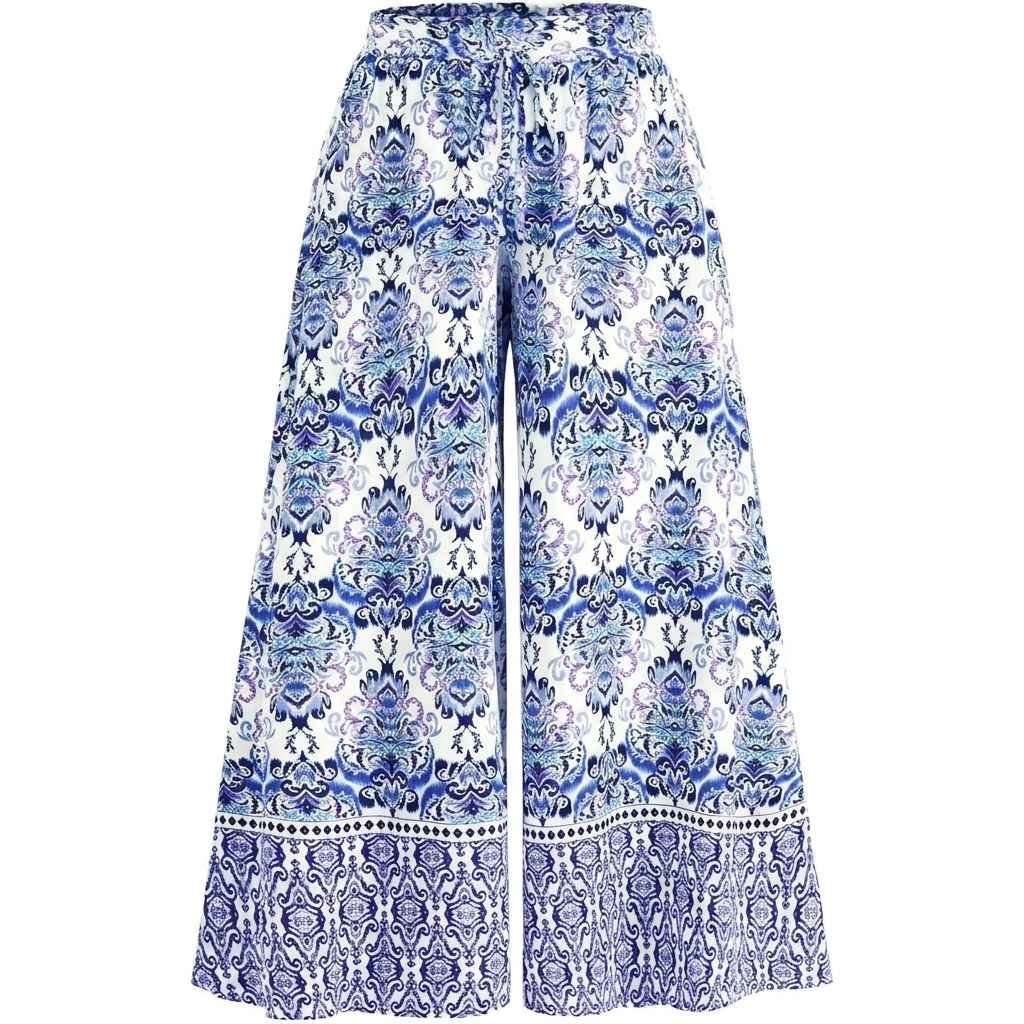 Casual Wide Fit High Rise Flowy Palazzo Pants With Pockets For Women