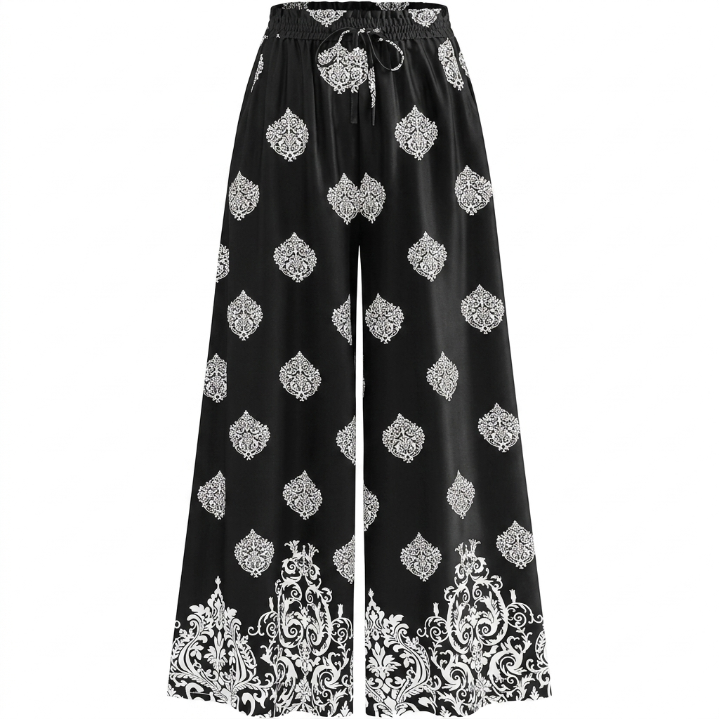 Casual Wide Fit High Rise Flowy Palazzo Pants With Pockets For Women