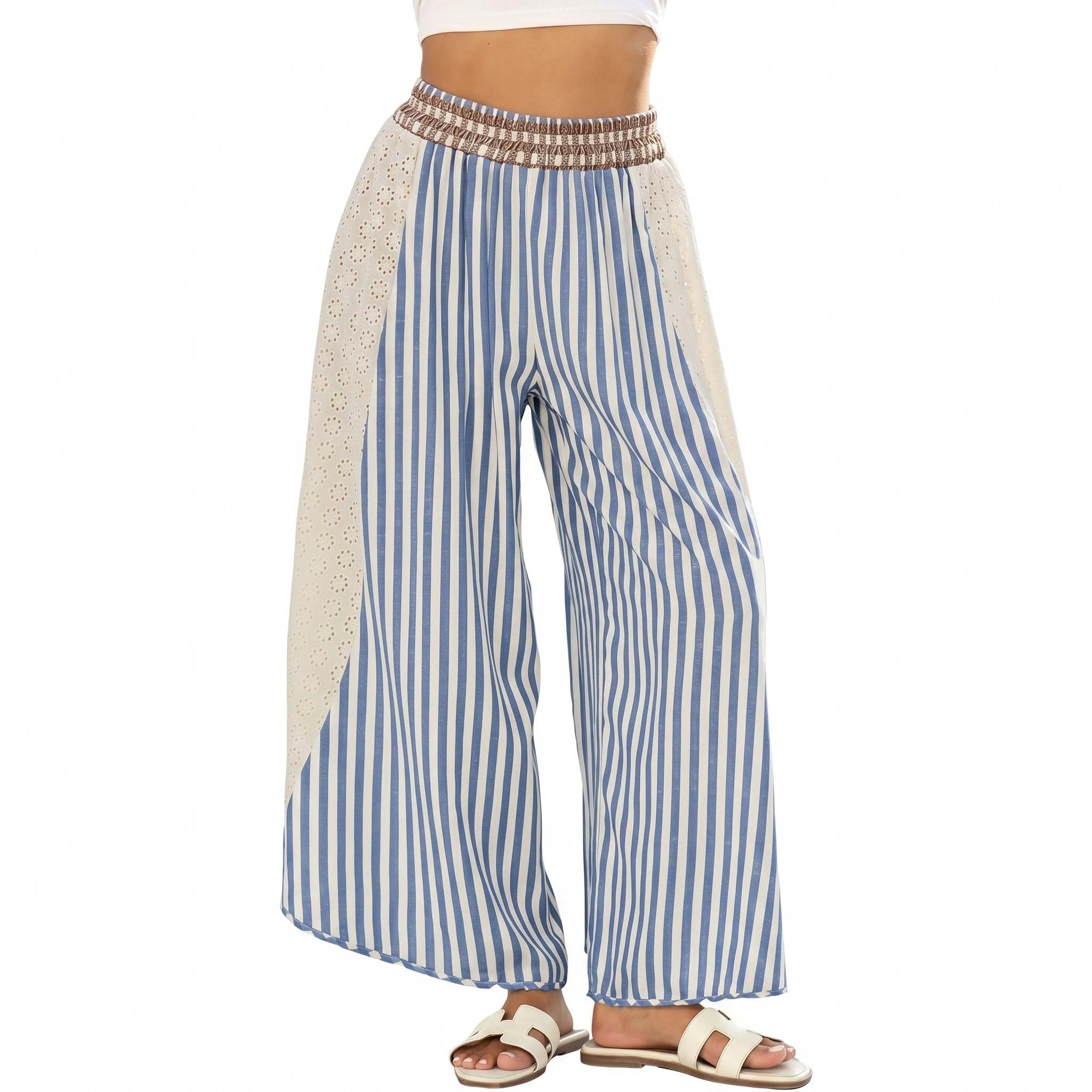 Casual Loose Striped Wide Lounge Palazzo Pants For Women
