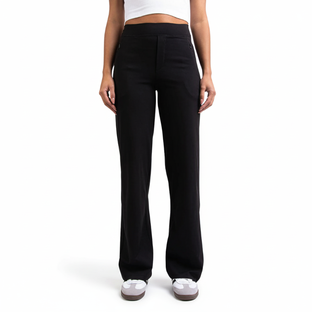 Elastic High Rise Straight Fit Everyday Pants