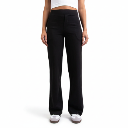 Elastic High Rise Straight Fit Everyday Pants
