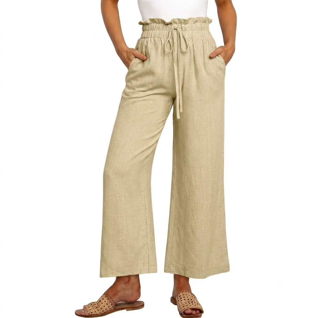 Casual High Rise Wide Fit Palazzo Pants With Pockets For Women