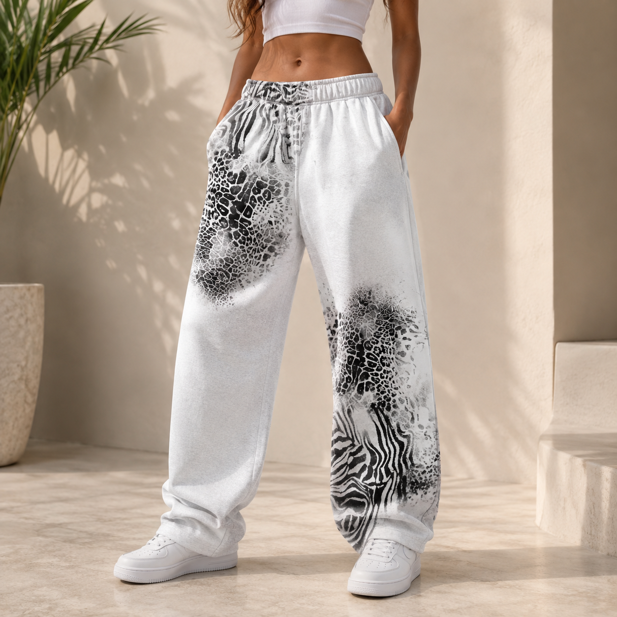 Cheetah Print Heavyweight Loose Fit Sweatpants