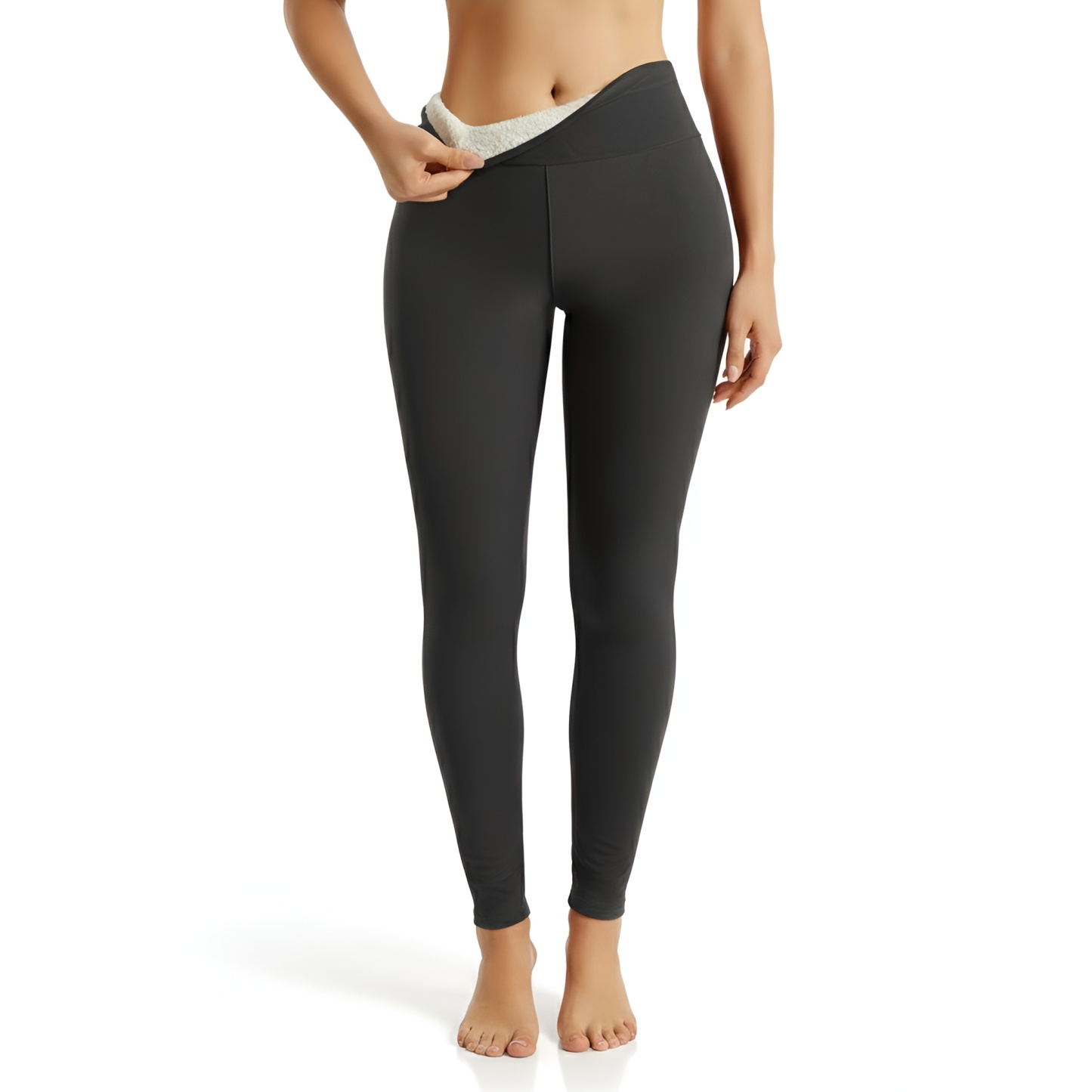 Winter Yoga Leggings With Thick Lining And Slim Fit Design