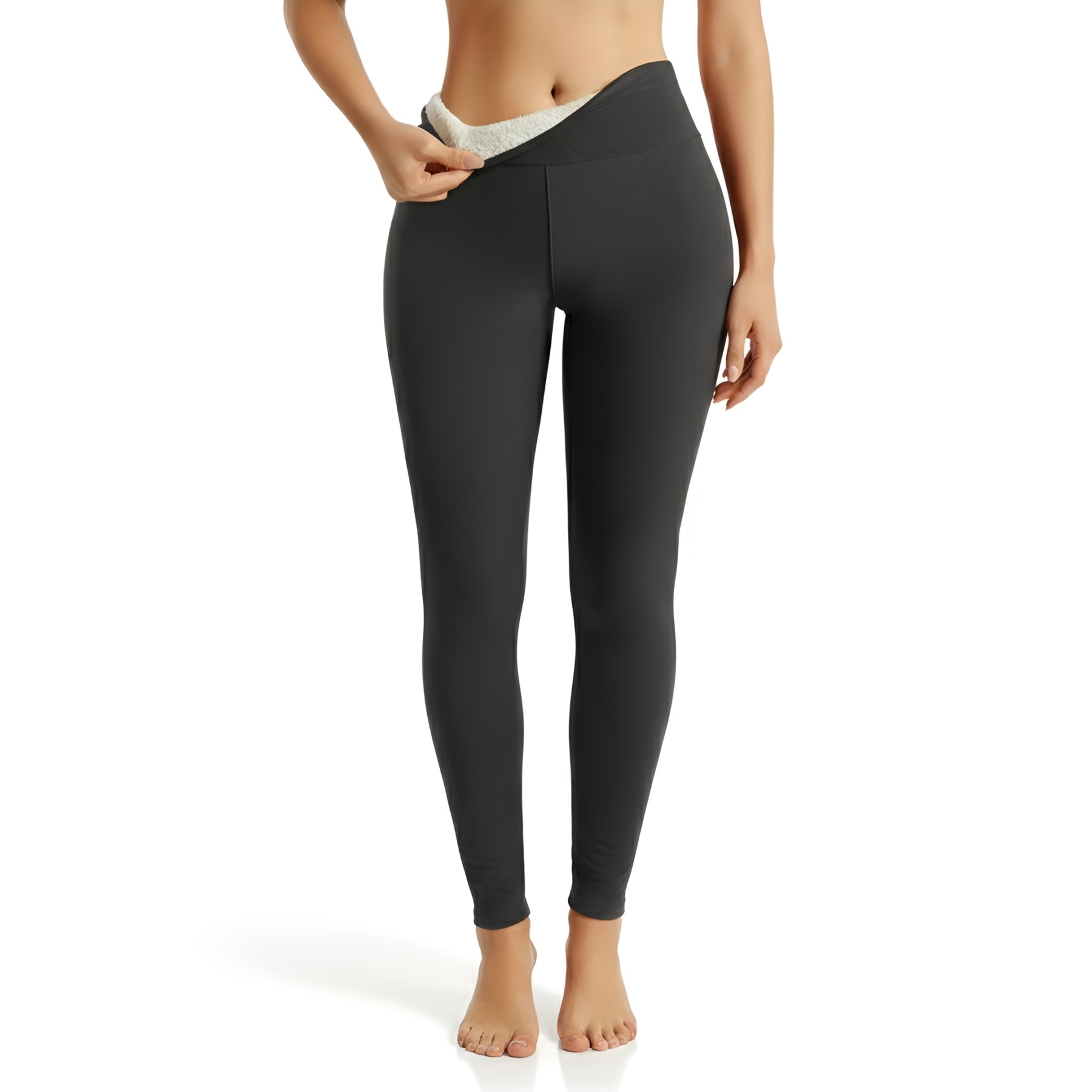 Winter Yoga Leggings With Thick Lining And Slim Fit Design