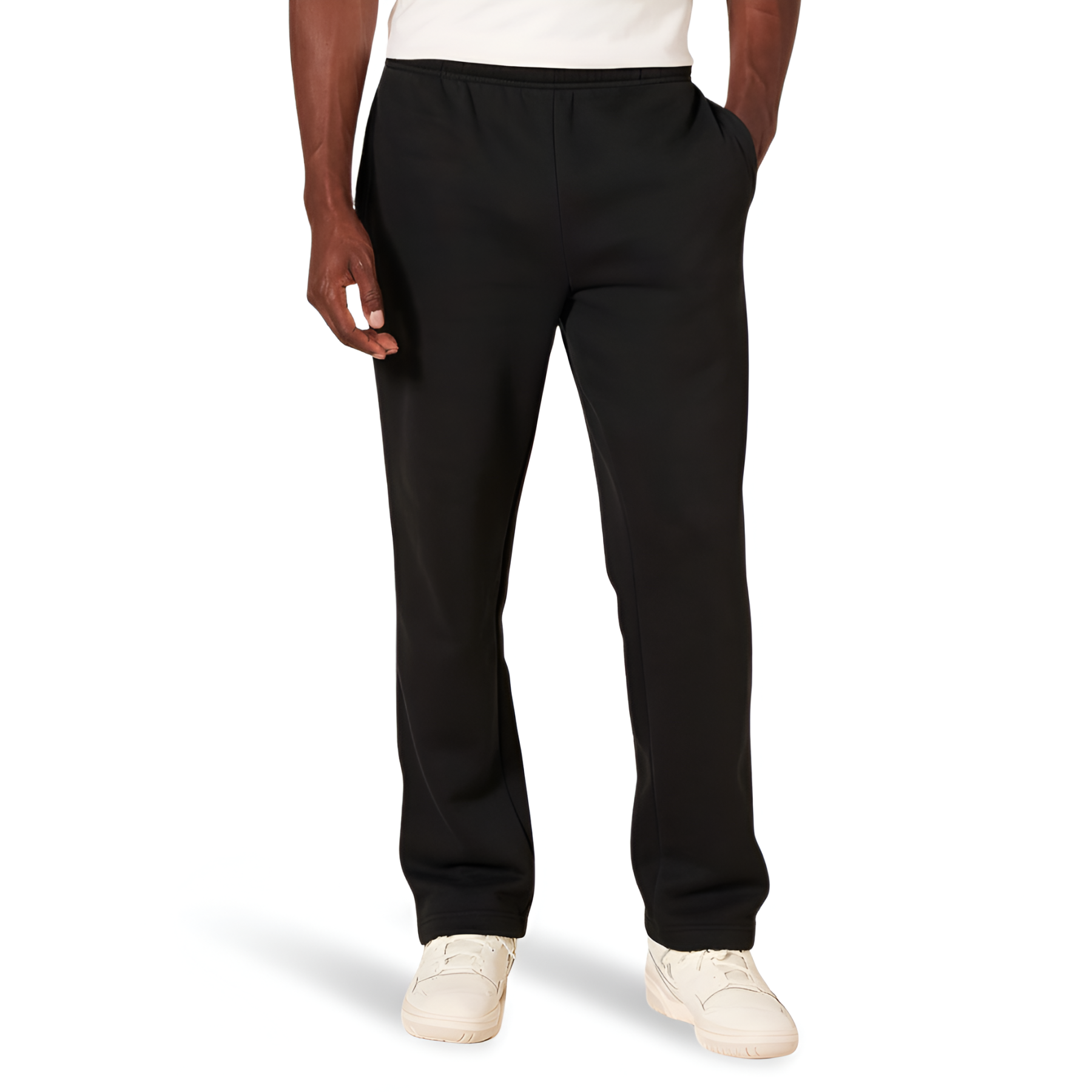 Fleece Sweatpant Men Open Bottom Drawstring Waist