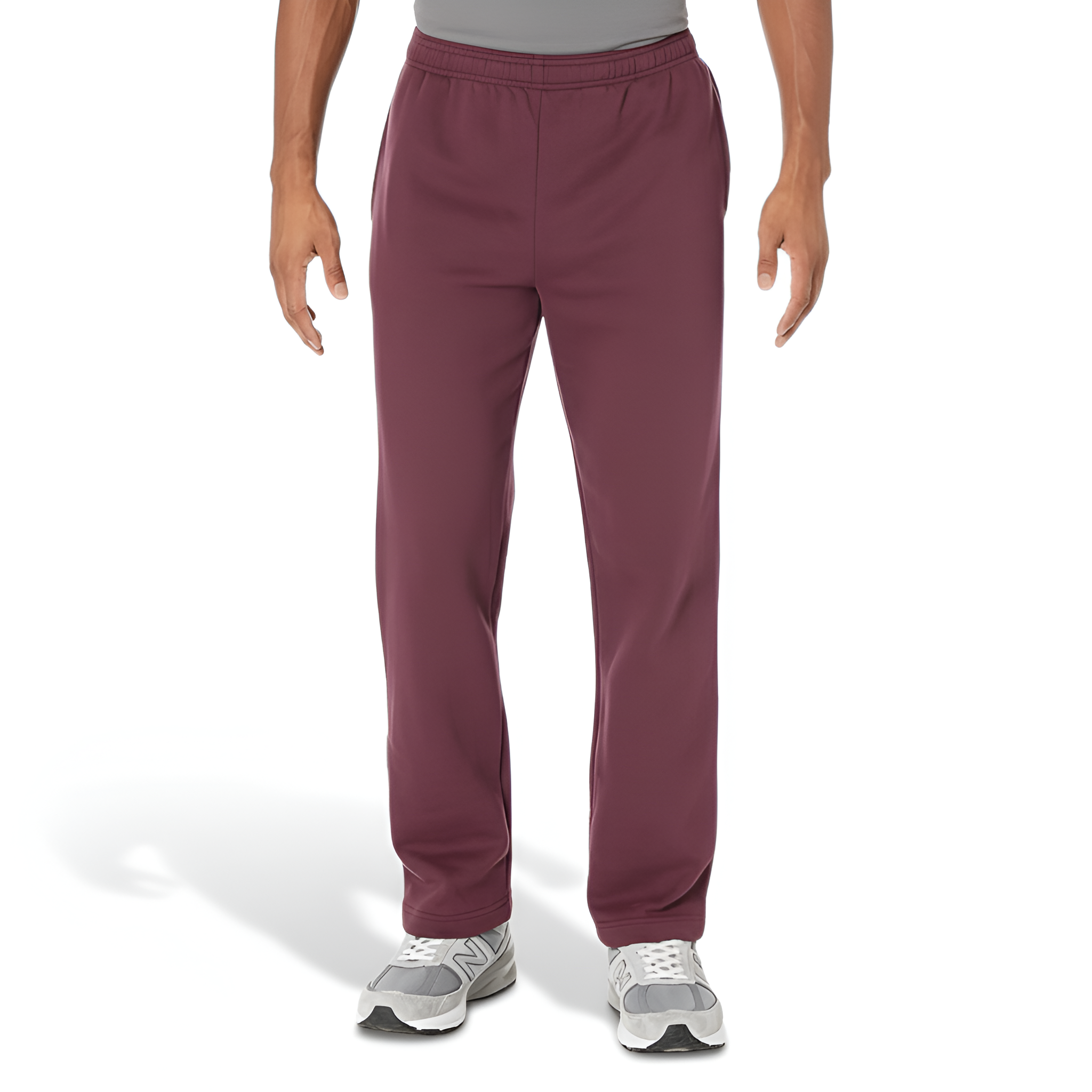 Fleece Sweatpant Men Open Bottom Drawstring Waist