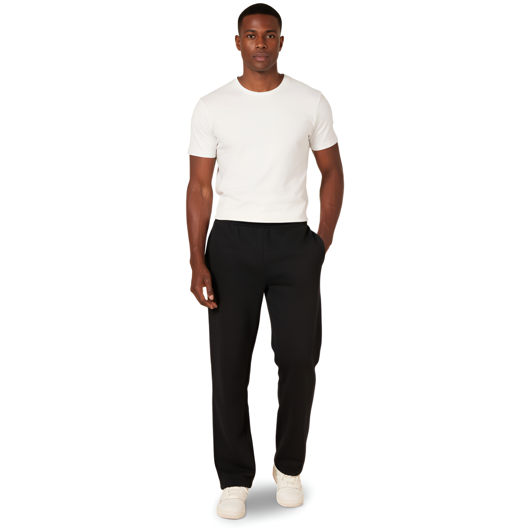 Fleece Sweatpant Men Open Bottom Drawstring Waist