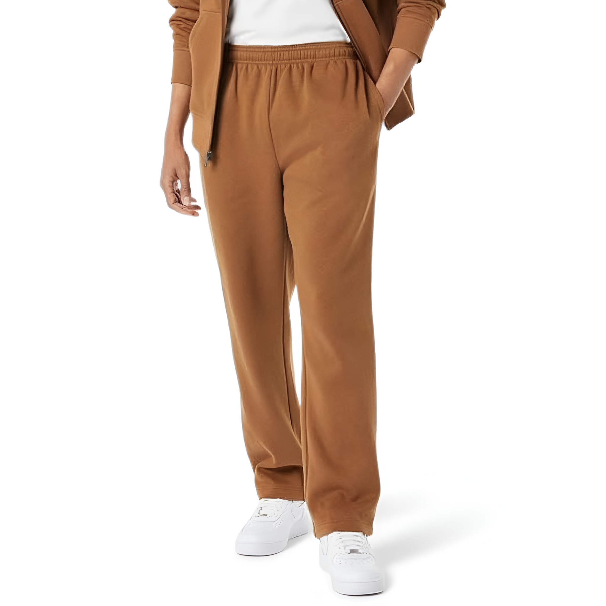Fleece Sweatpant Men Open Bottom Drawstring Waist